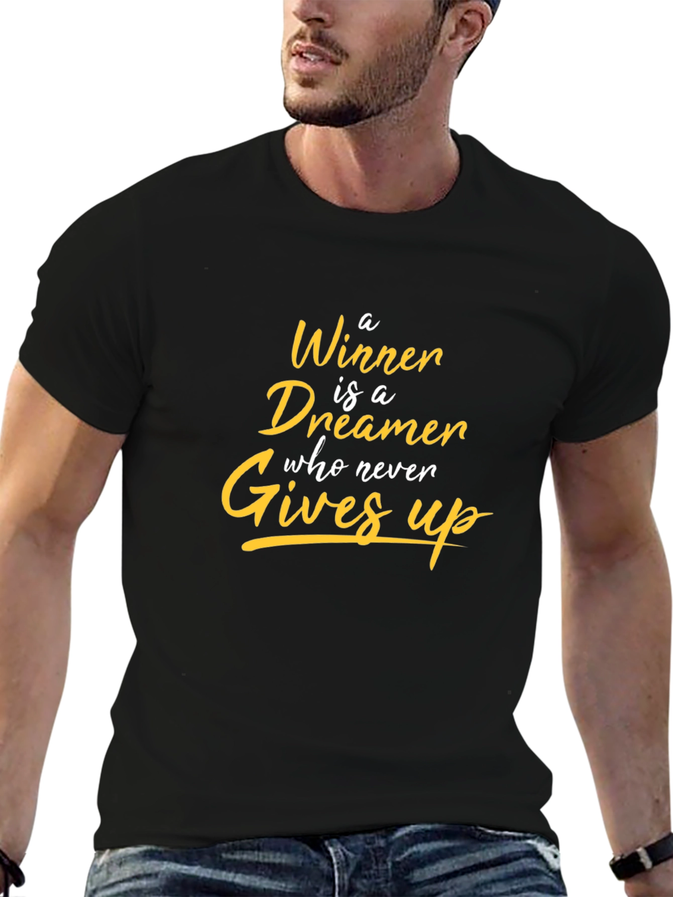 Motivational Dreamer Winner Black T-Shirt