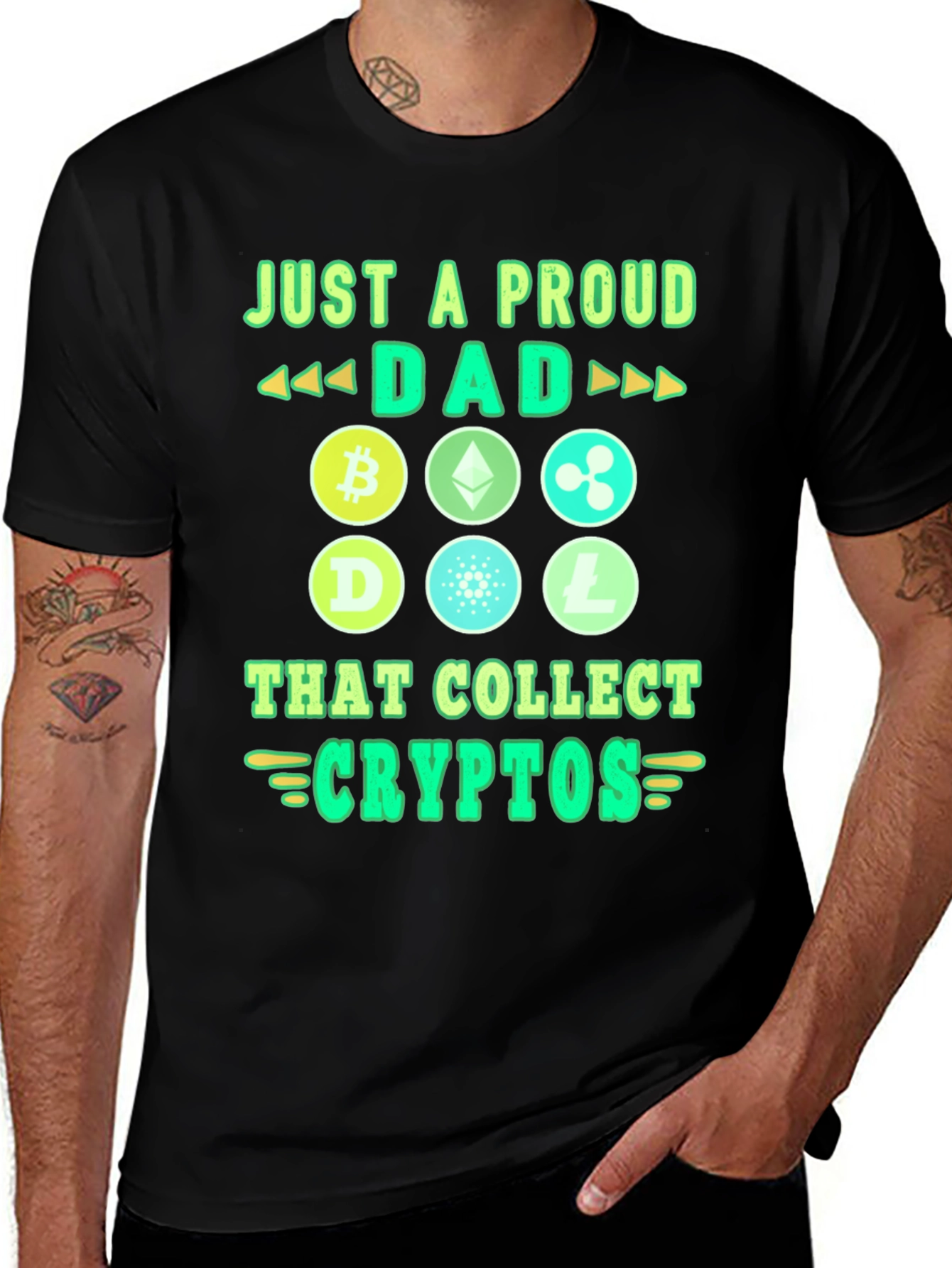 Proud Dad Crypto Collector Black Graphic Tee