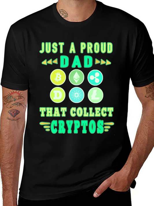 Proud Dad Crypto Collector Black Graphic Tee