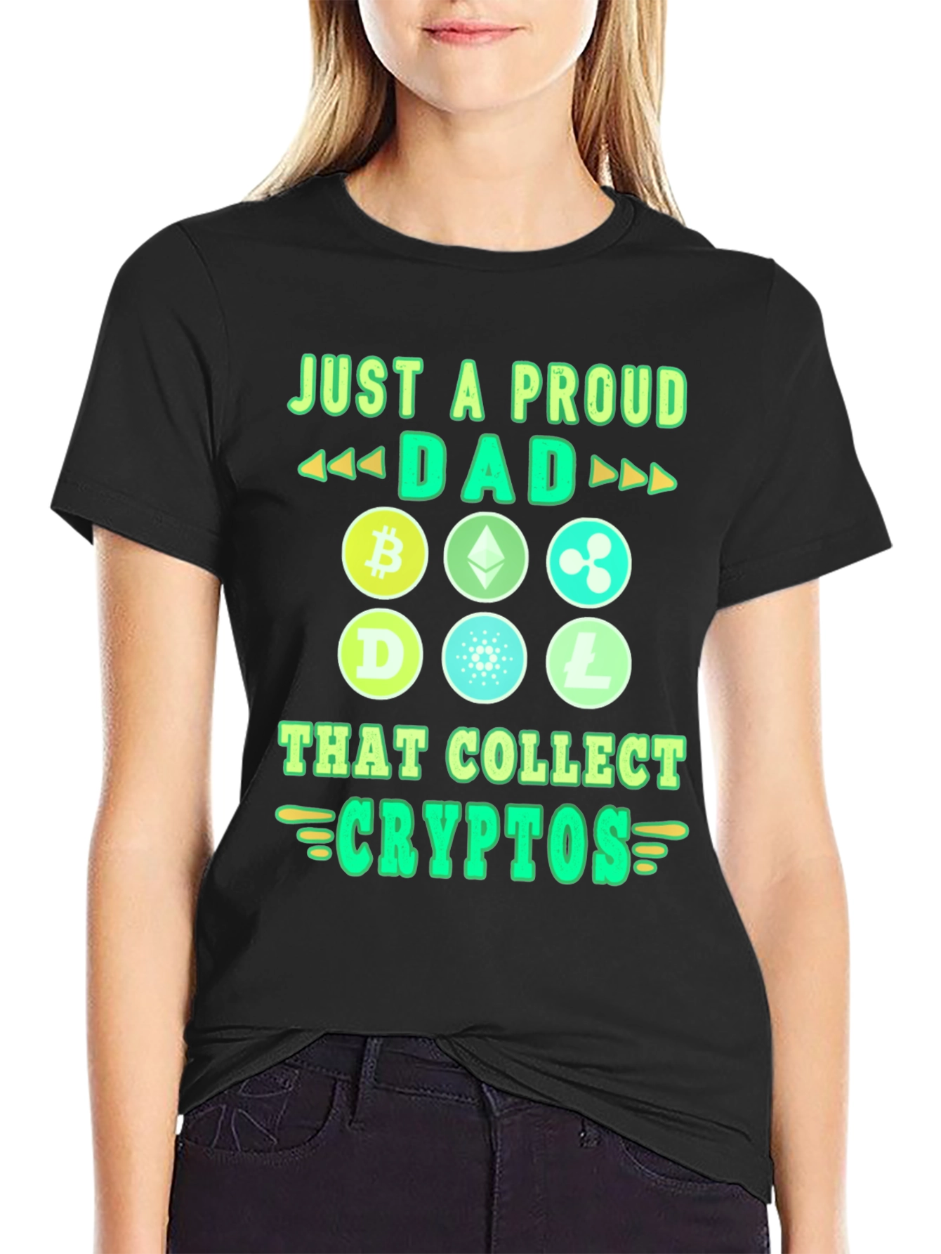 Proud Dad Crypto Collector Black Graphic Tee