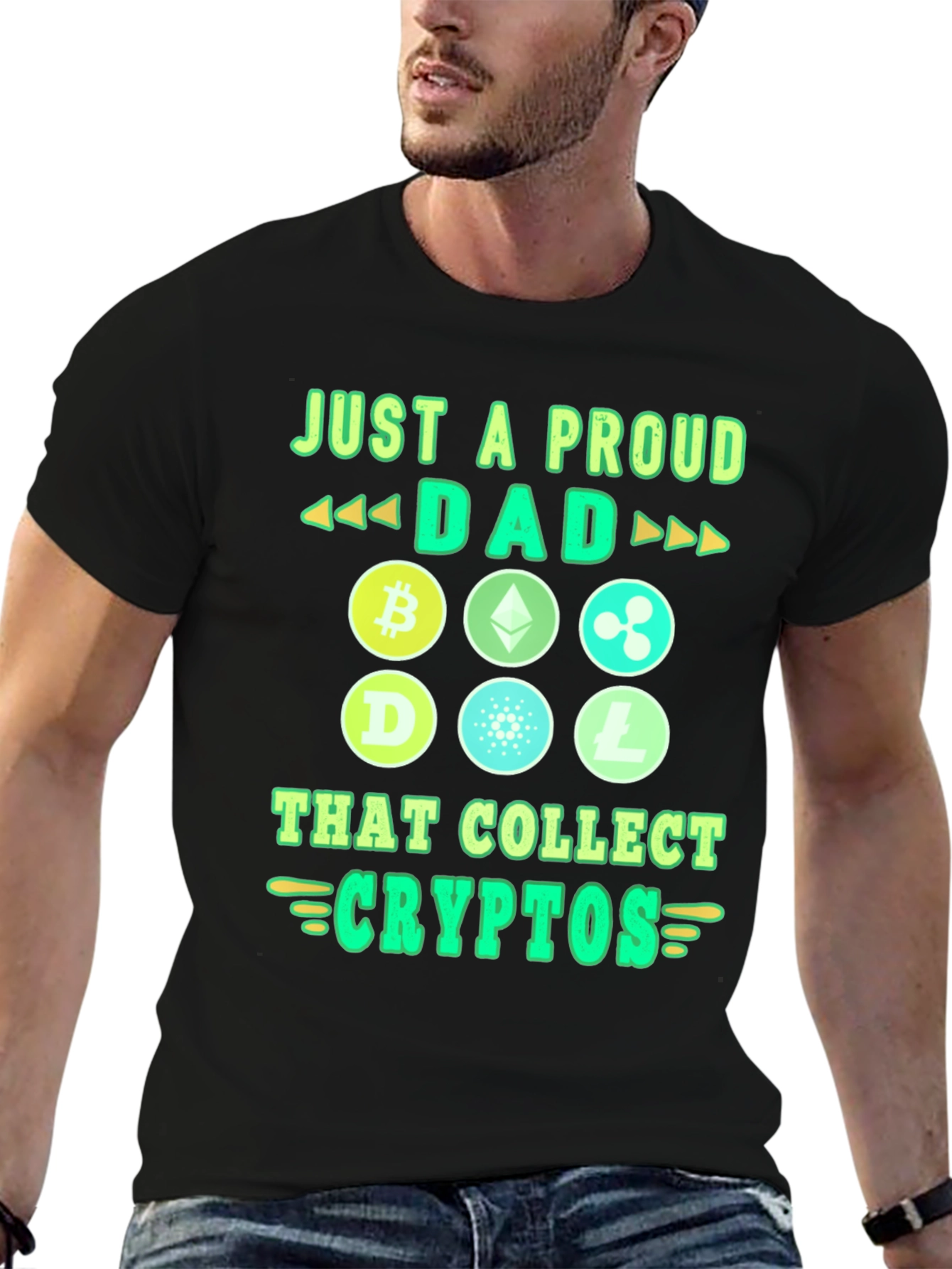 Proud Dad Crypto Collector Black Graphic Tee