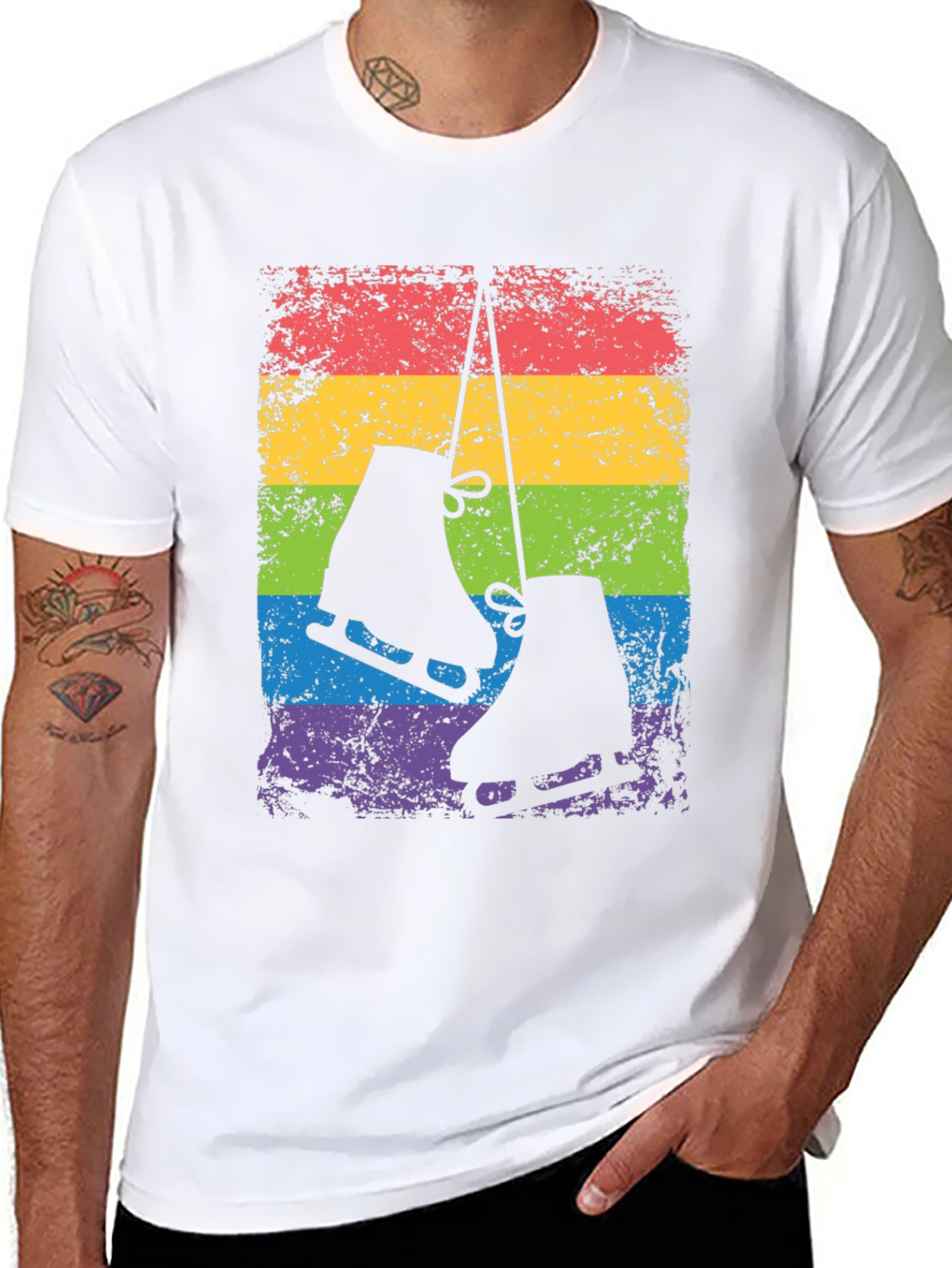 Rainbow Ice Skates Graphic T-Shirt