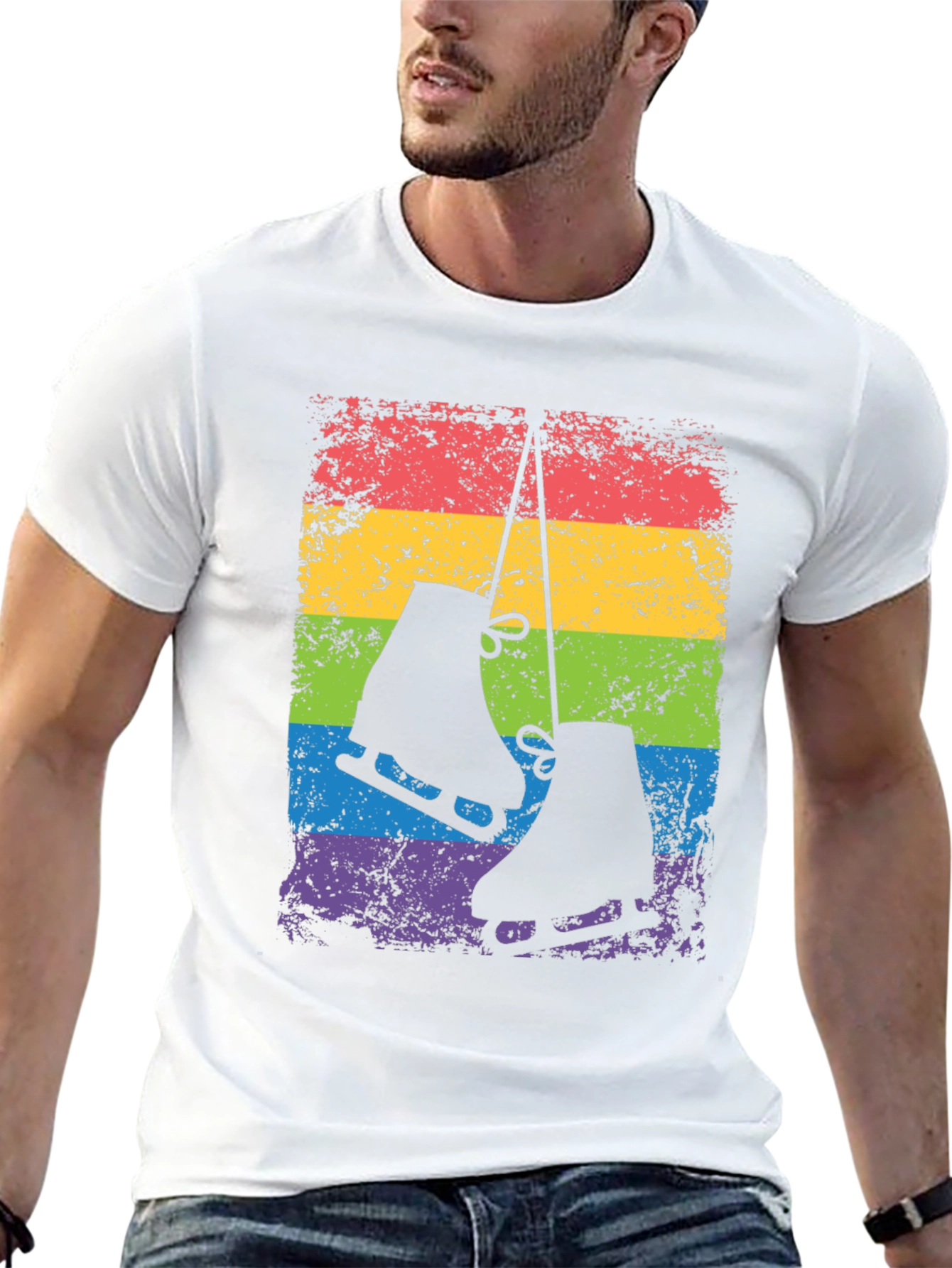 Rainbow Ice Skates Graphic T-Shirt