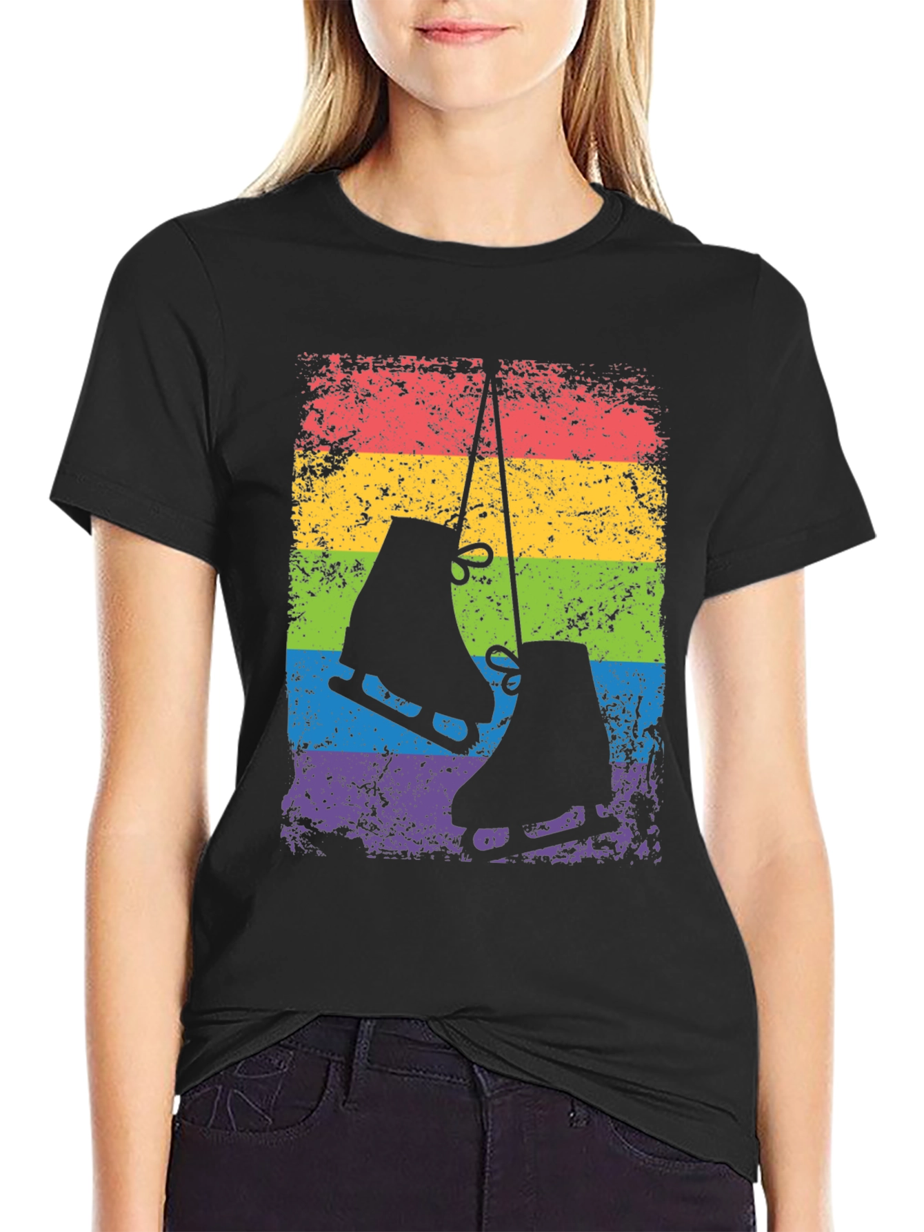 Rainbow Ice Skates Graphic T-Shirt