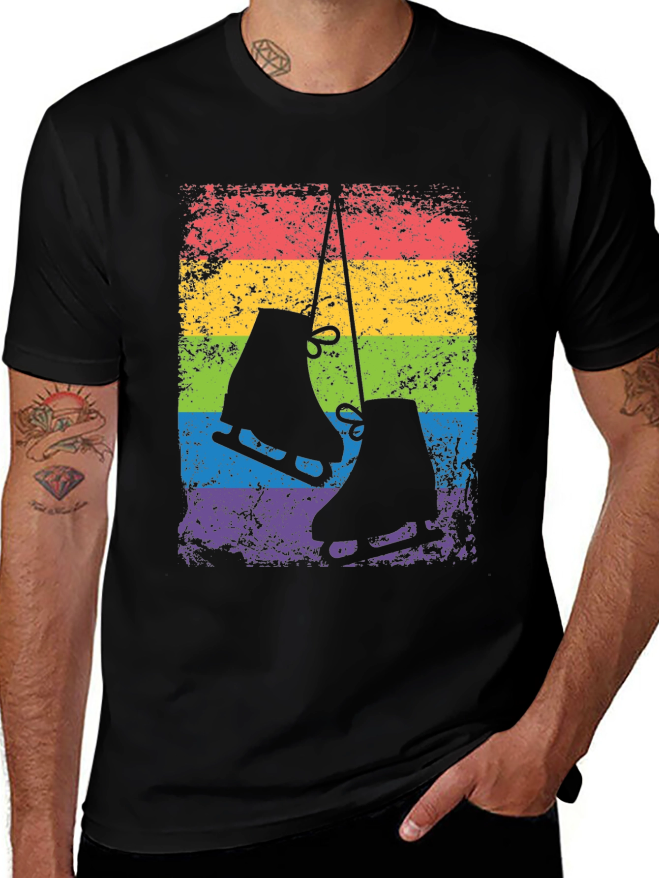 Rainbow Ice Skates Graphic T-Shirt