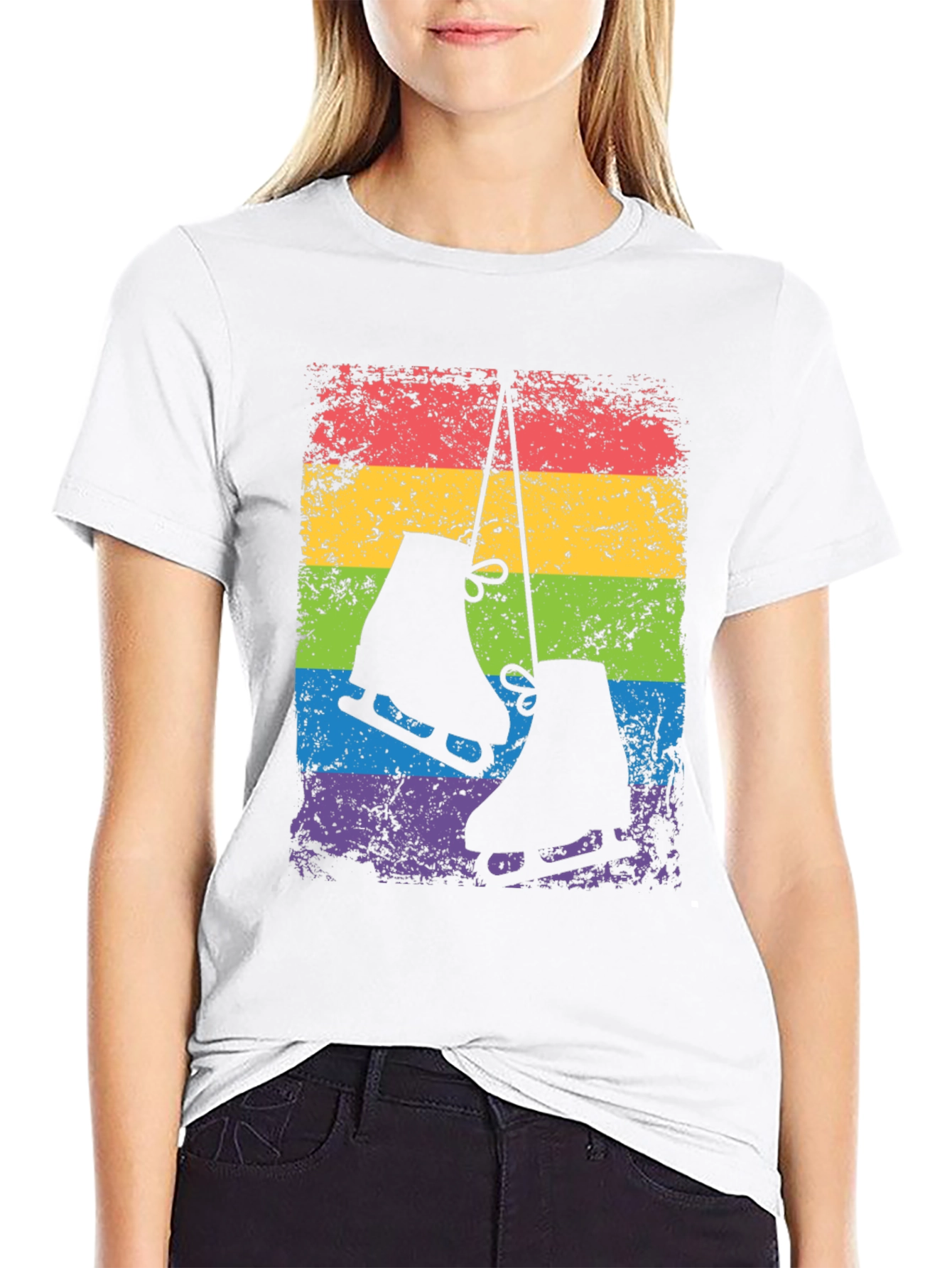 Rainbow Ice Skates Graphic T-Shirt