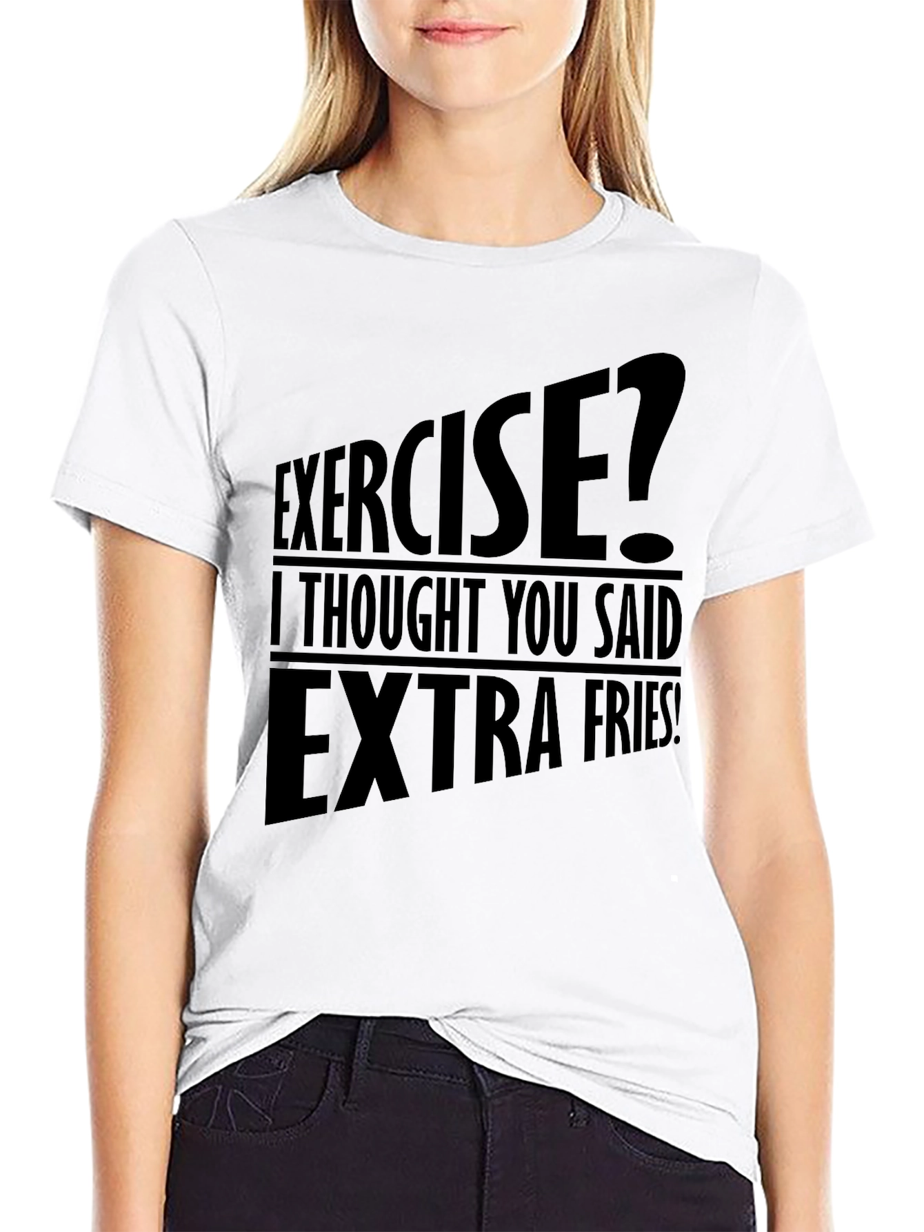 Funny Exercise Extra Fries Graphic T-Shirt