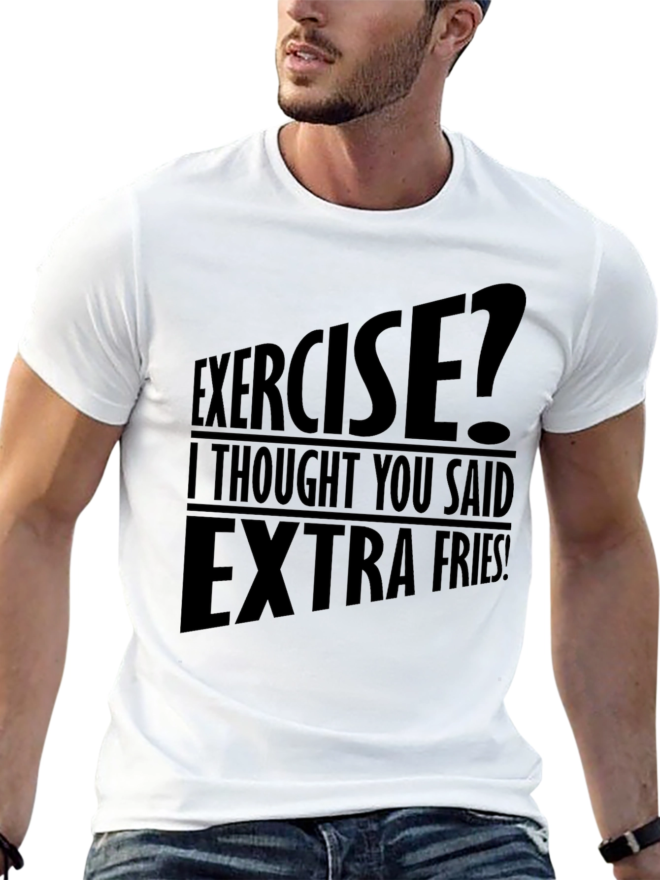 Funny Exercise Extra Fries Graphic T-Shirt
