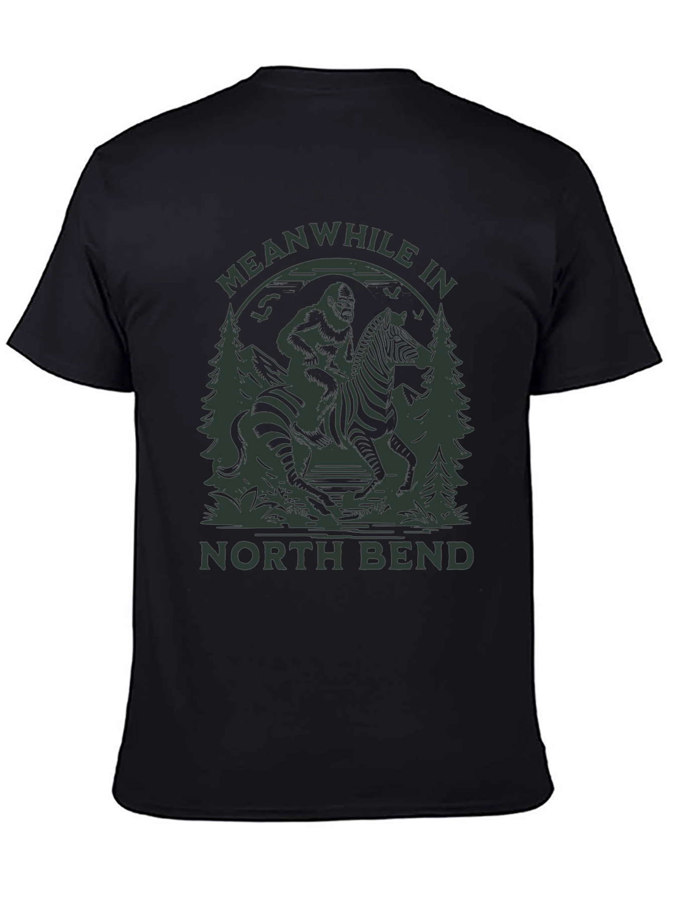 Bigfoot Riding Zebra T-Shirt - North Bend