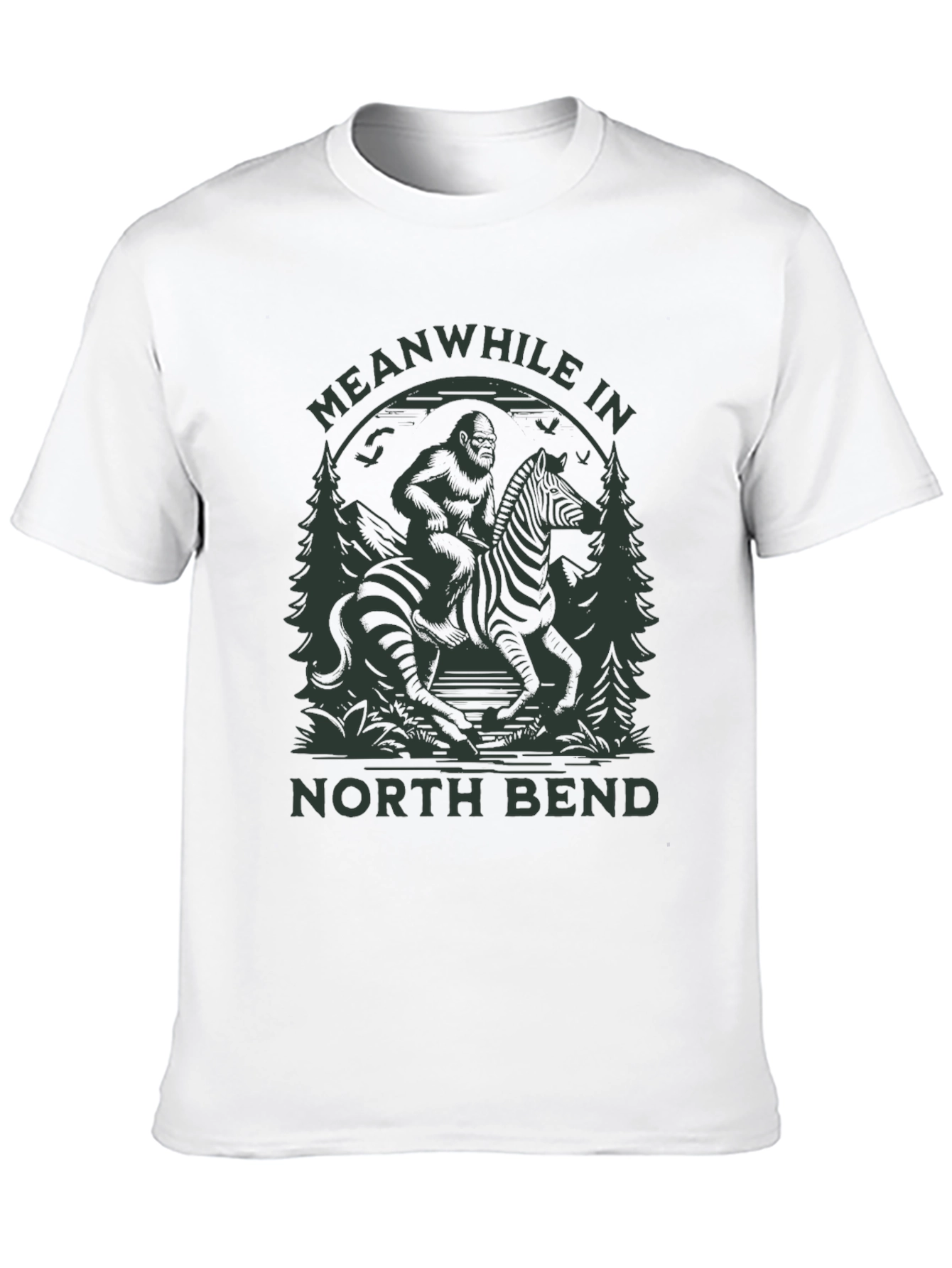 Bigfoot Riding Zebra T-Shirt - North Bend