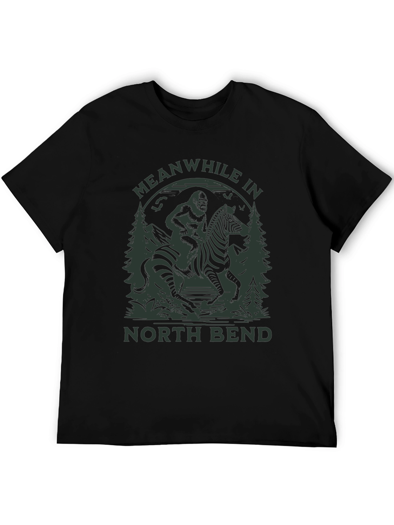 Bigfoot Riding Zebra T-Shirt - North Bend