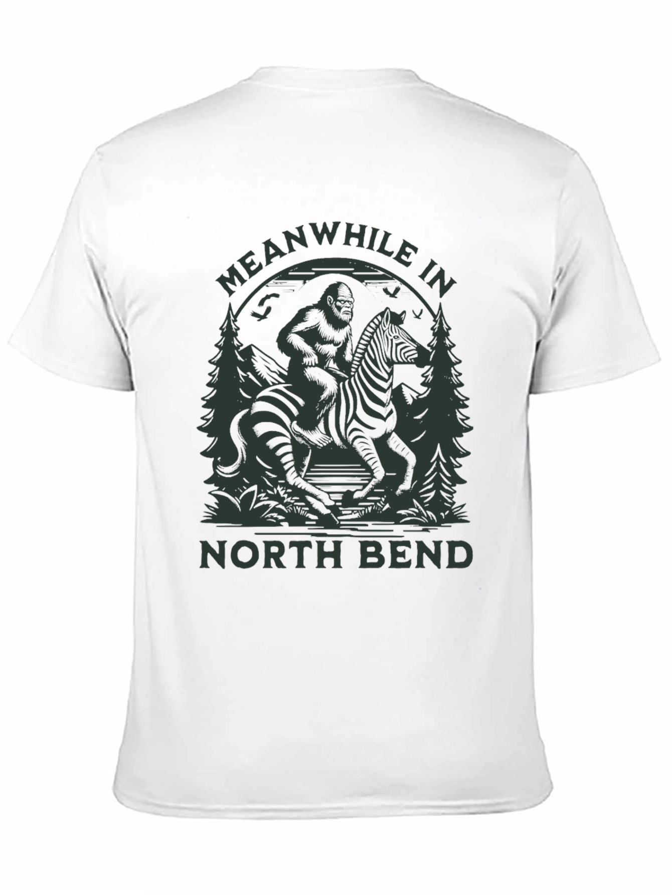 Bigfoot Riding Zebra T-Shirt - North Bend