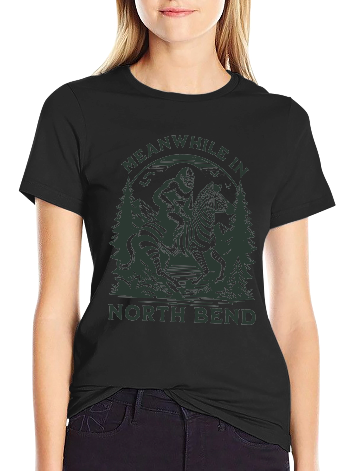 Bigfoot Riding Zebra T-Shirt - North Bend