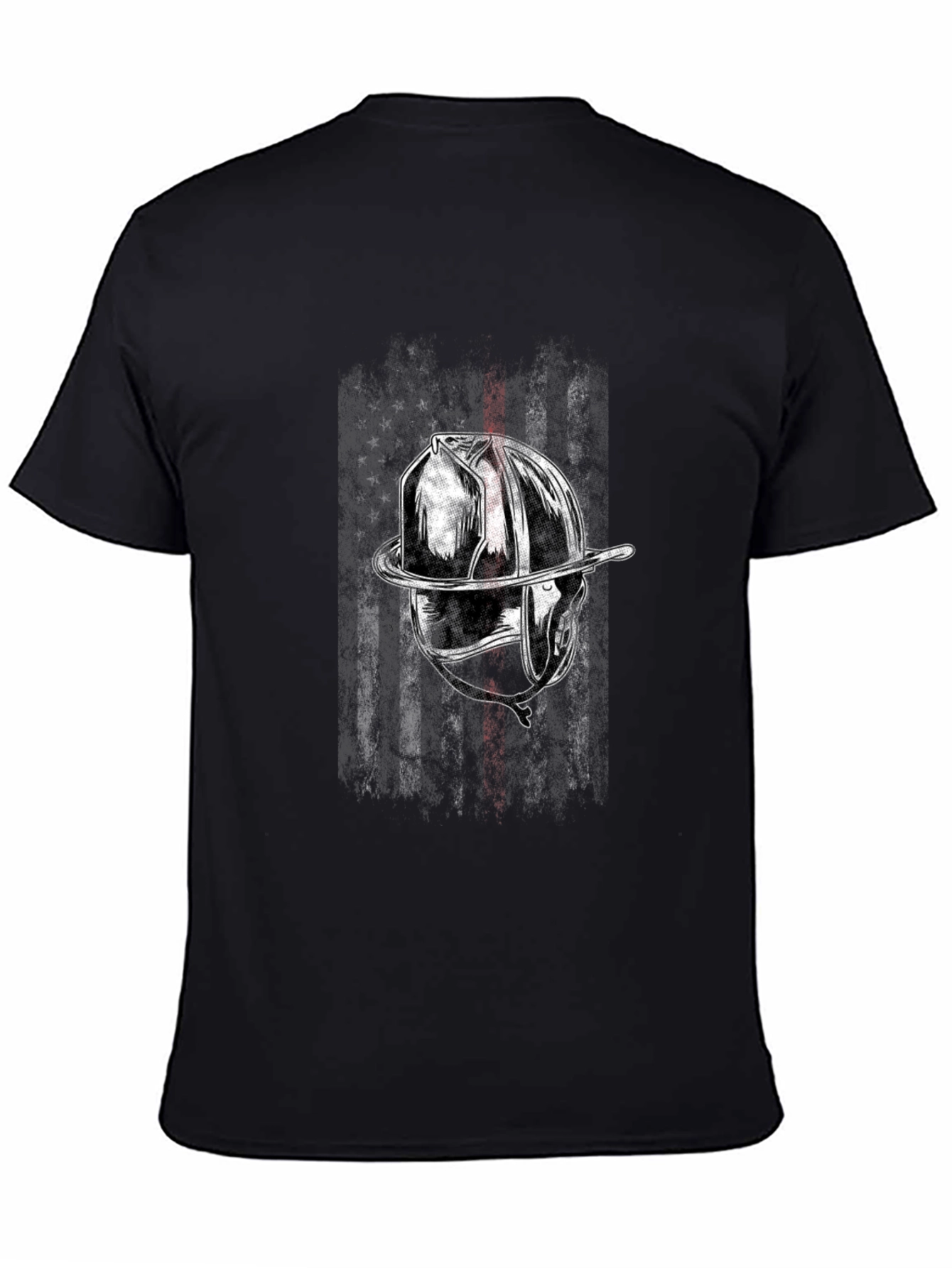 Firefighter Helmet Flag Graphic T-Shirt