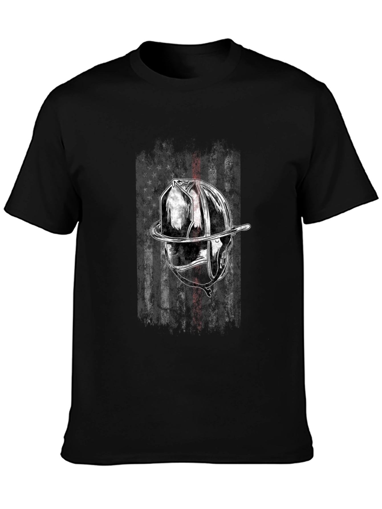 Firefighter Helmet Flag Graphic T-Shirt