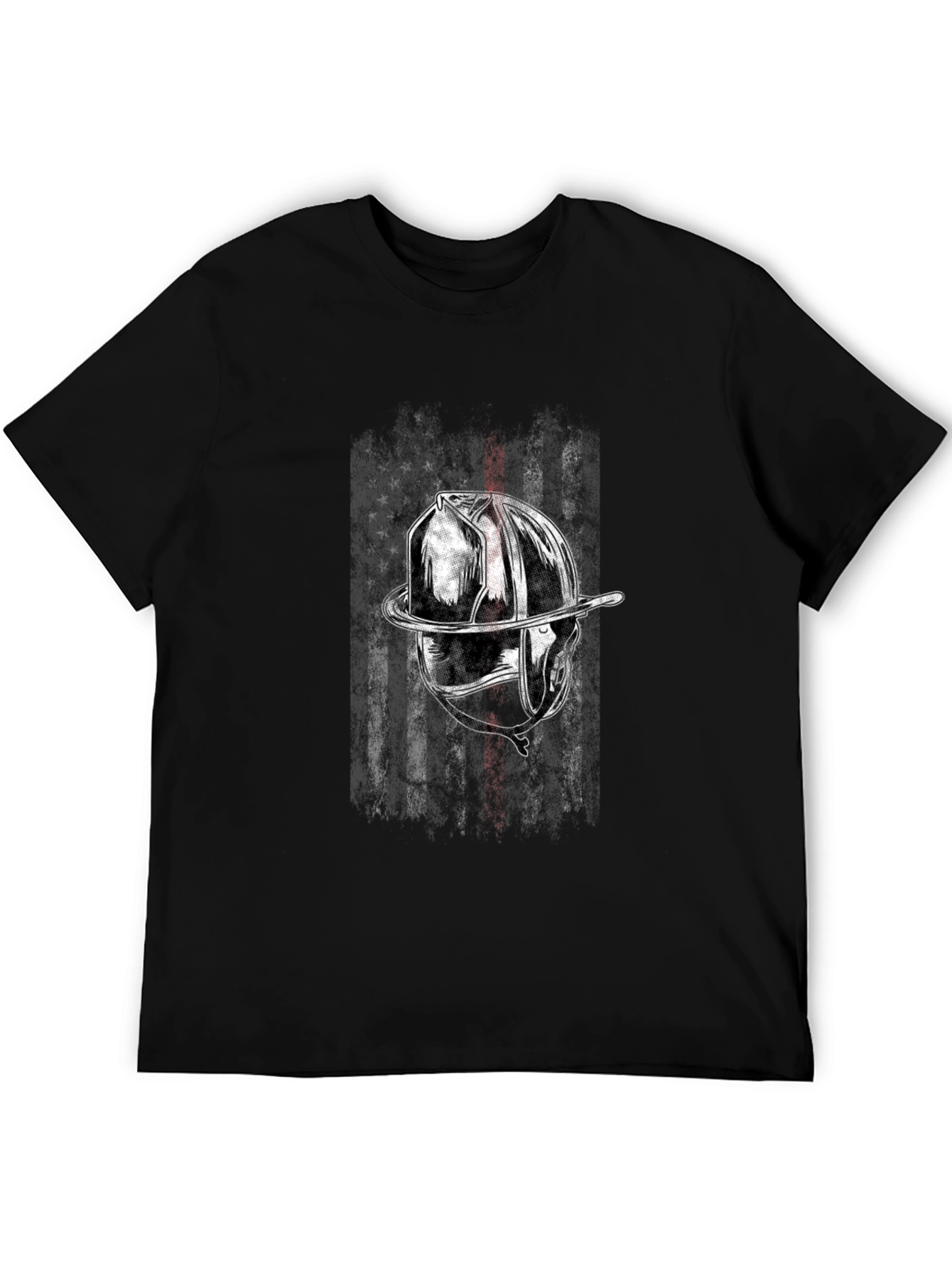 Firefighter Helmet Flag Graphic T-Shirt