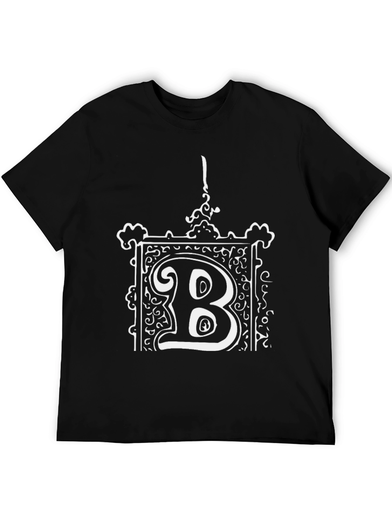 Ornate B Graphic Tee - Black Cotton Blend