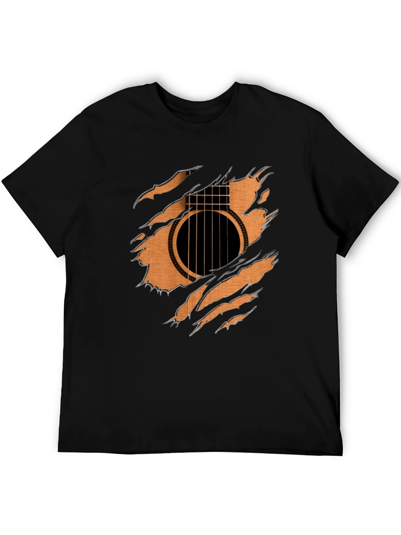 Guitar Inside T-Shirt - Ripped Effect Design