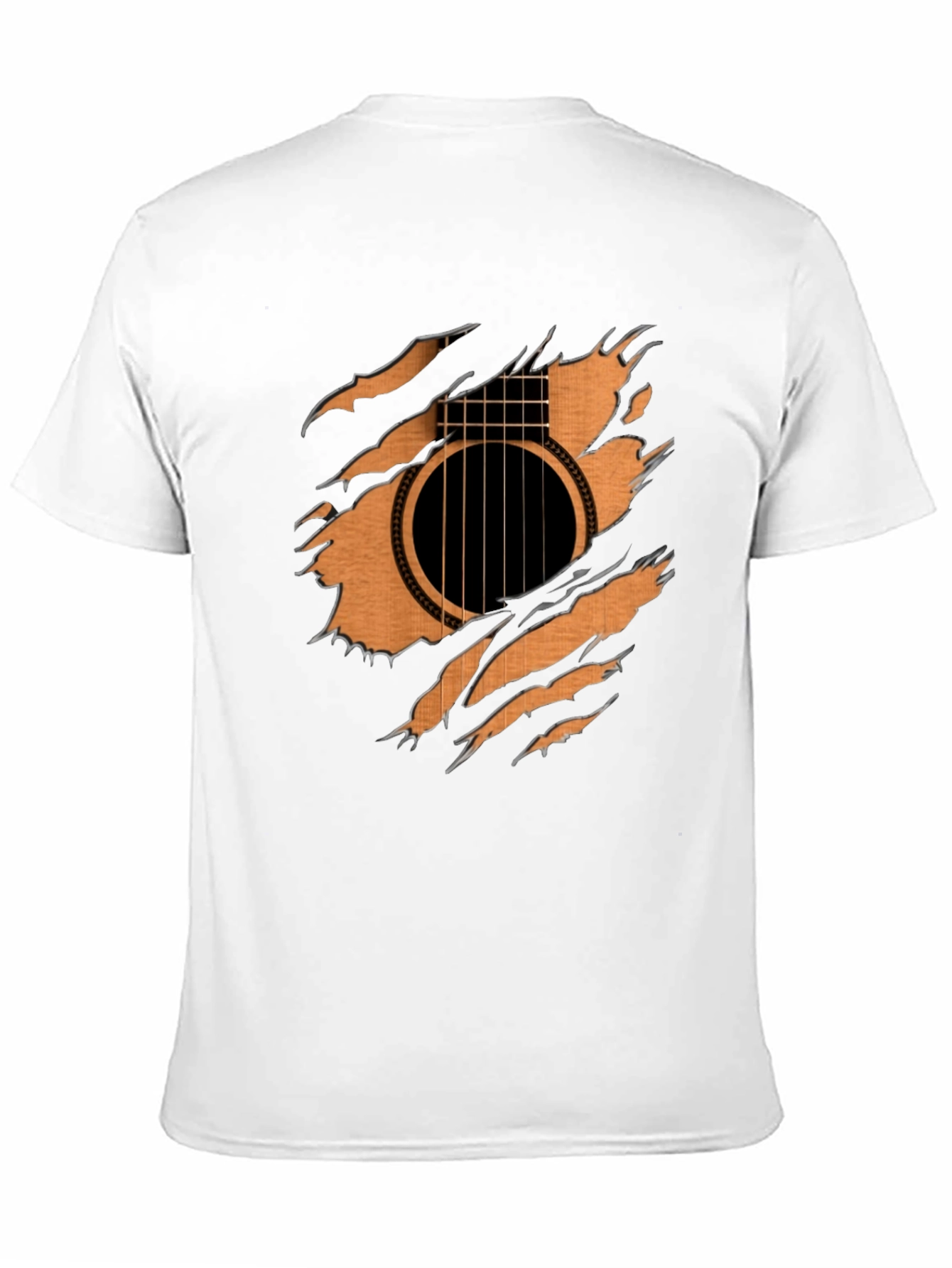 Guitar Inside T-Shirt - Ripped Effect Design