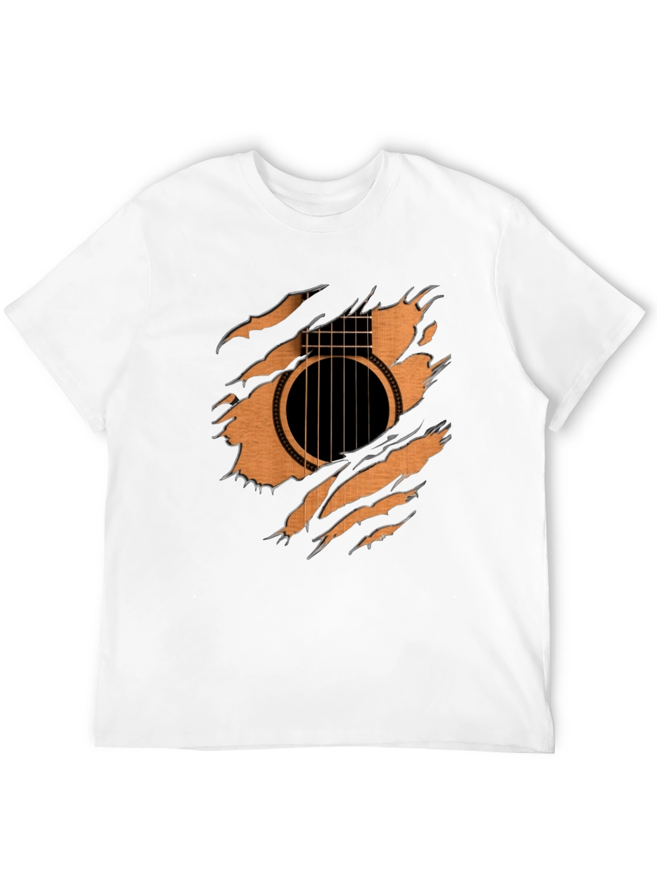 Guitar Inside T-Shirt - Ripped Effect Design