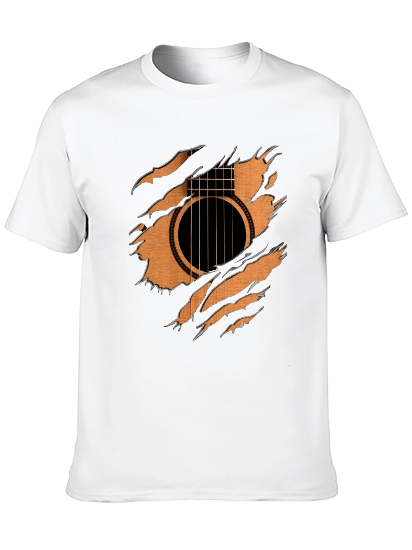 Guitar Inside T-Shirt - Ripped Effect Design