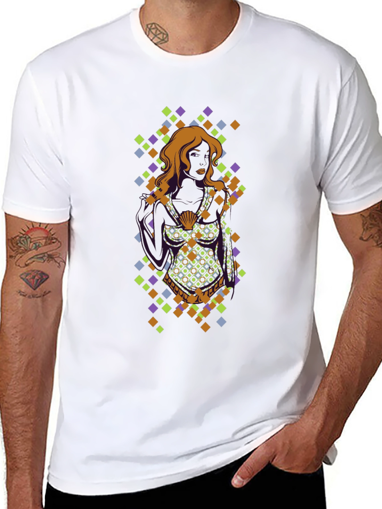 Geometric Diamond Pattern Tee