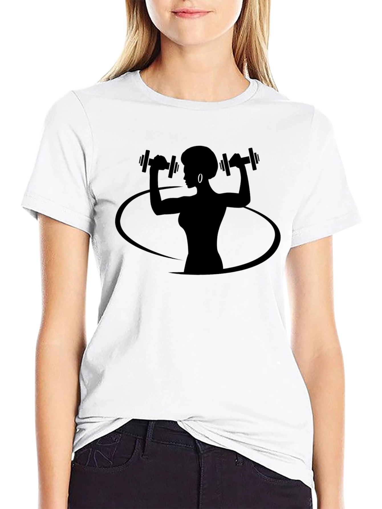 Workout Woman Graphic Tee - Black Fitness T-Shirt