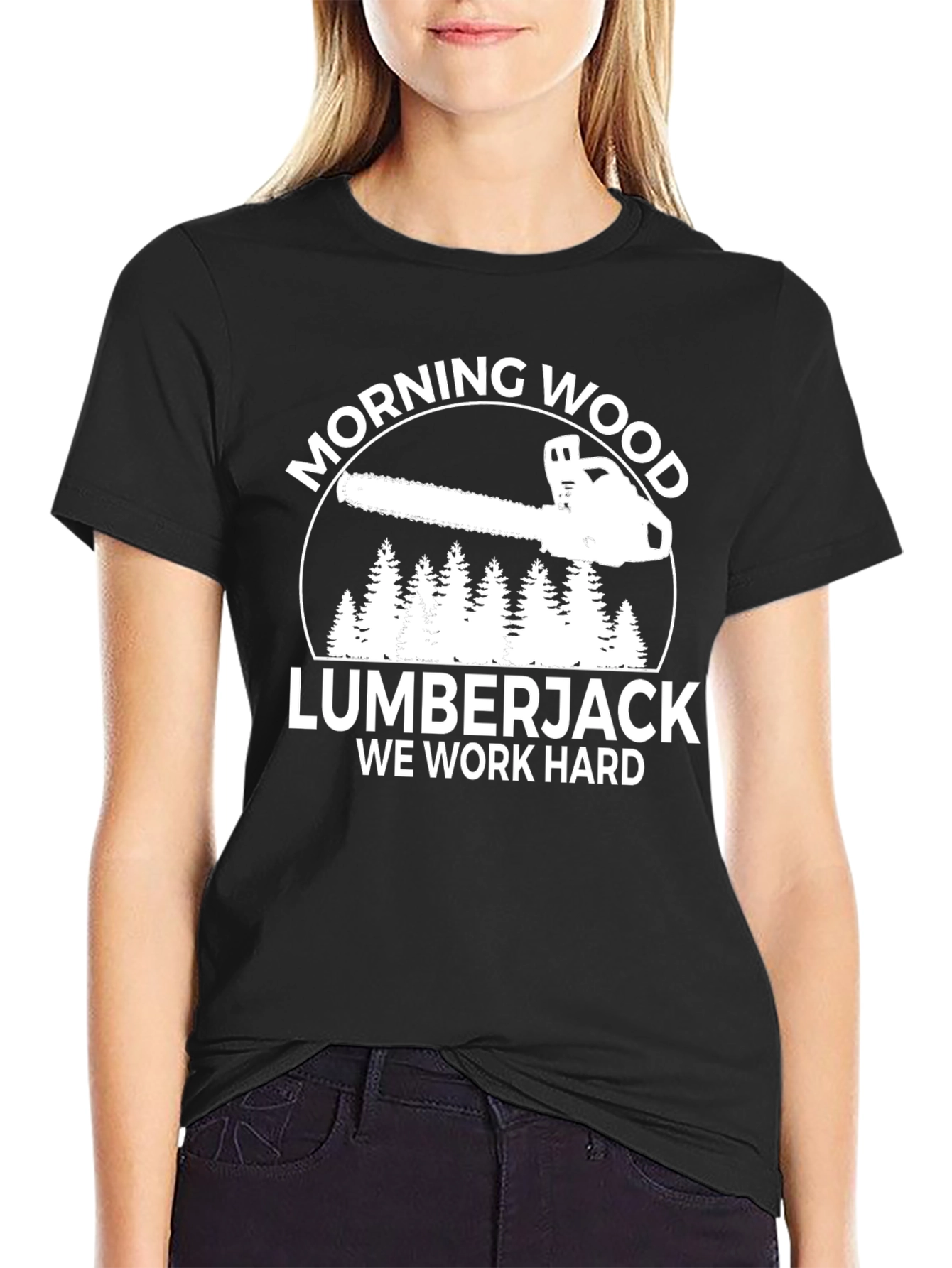 Morning Wood Lumberjack Black Graphic T-Shirt