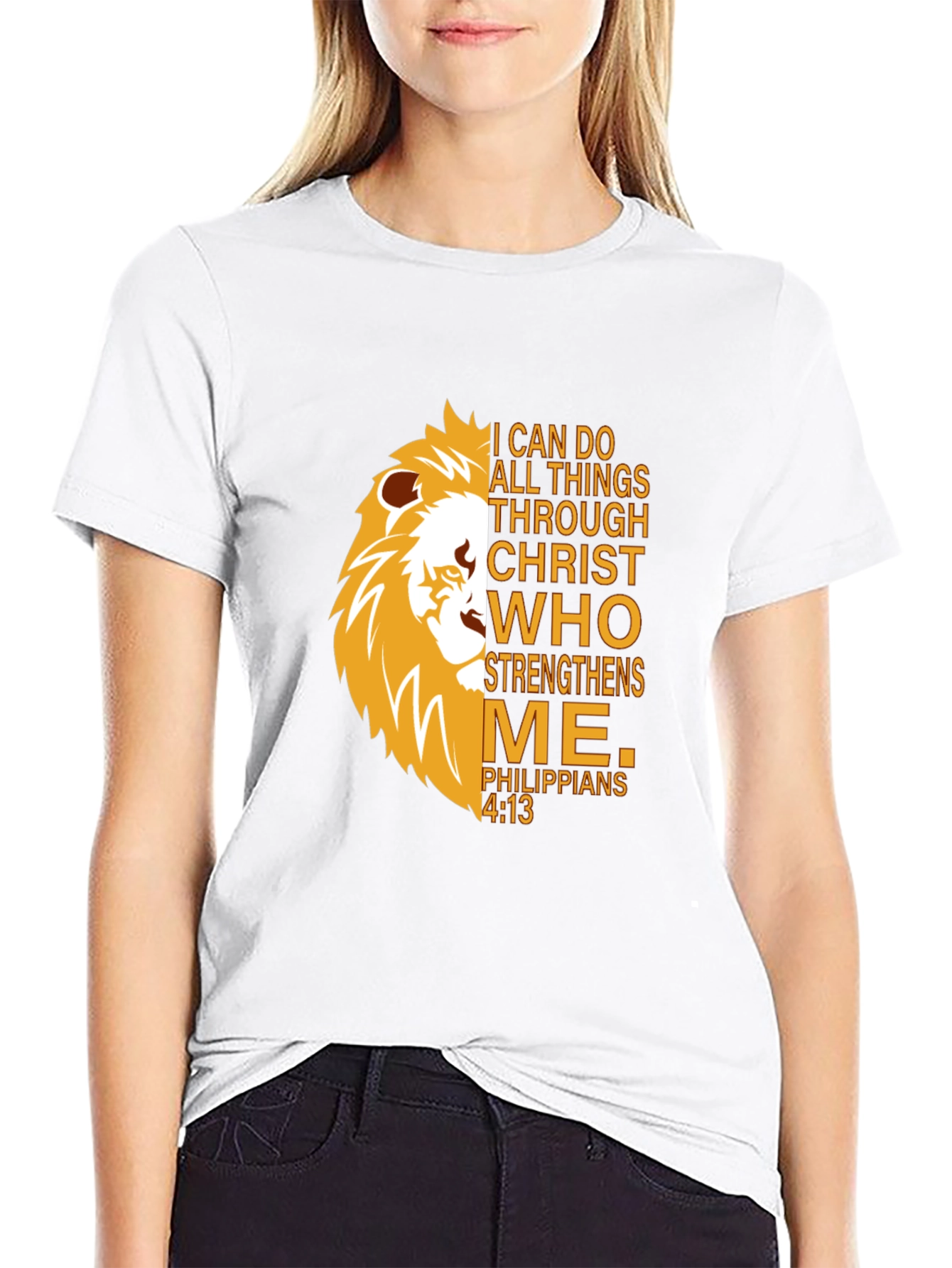Lion Strength T-Shirt - Christian Philippians 4:13