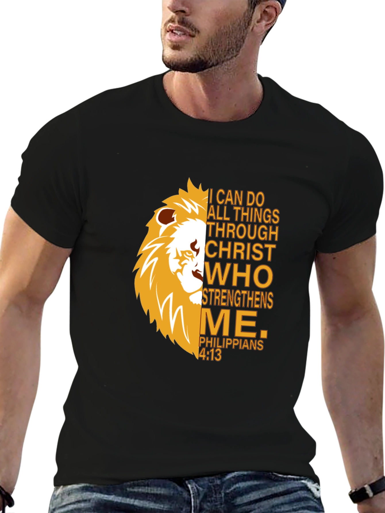 Lion Strength T-Shirt - Christian Philippians 4:13