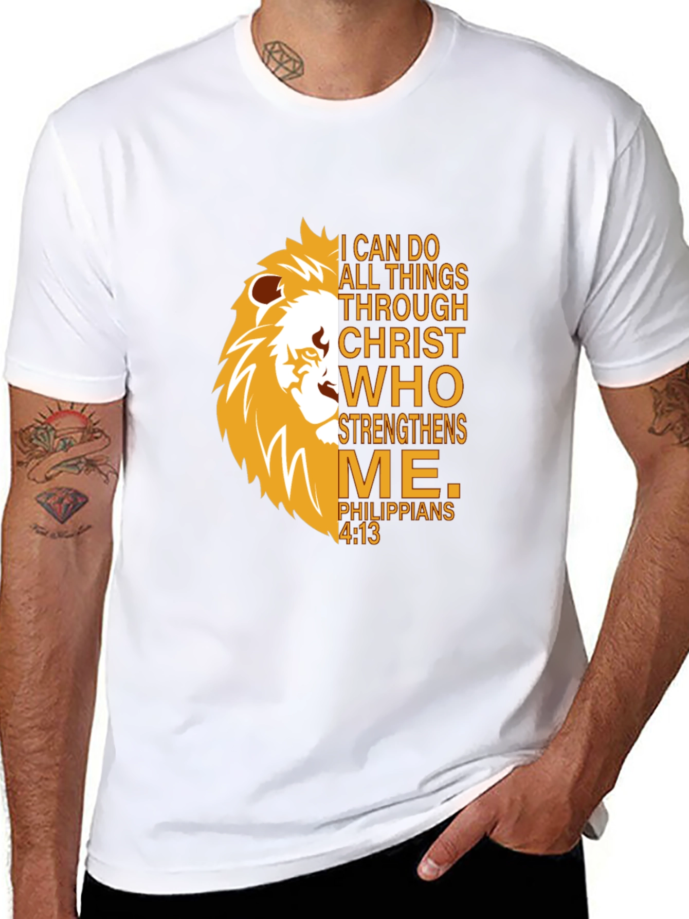 Lion Strength T-Shirt - Christian Philippians 4:13