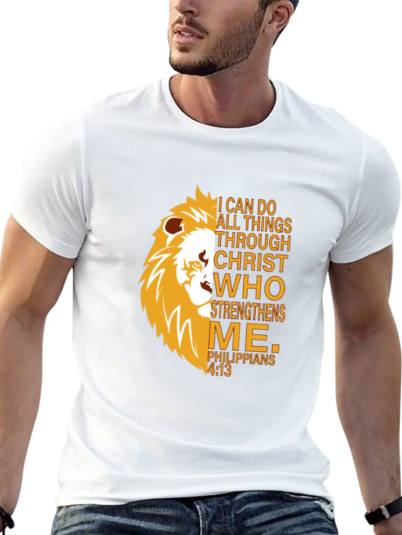 Lion Strength T-Shirt - Christian Philippians 4:13