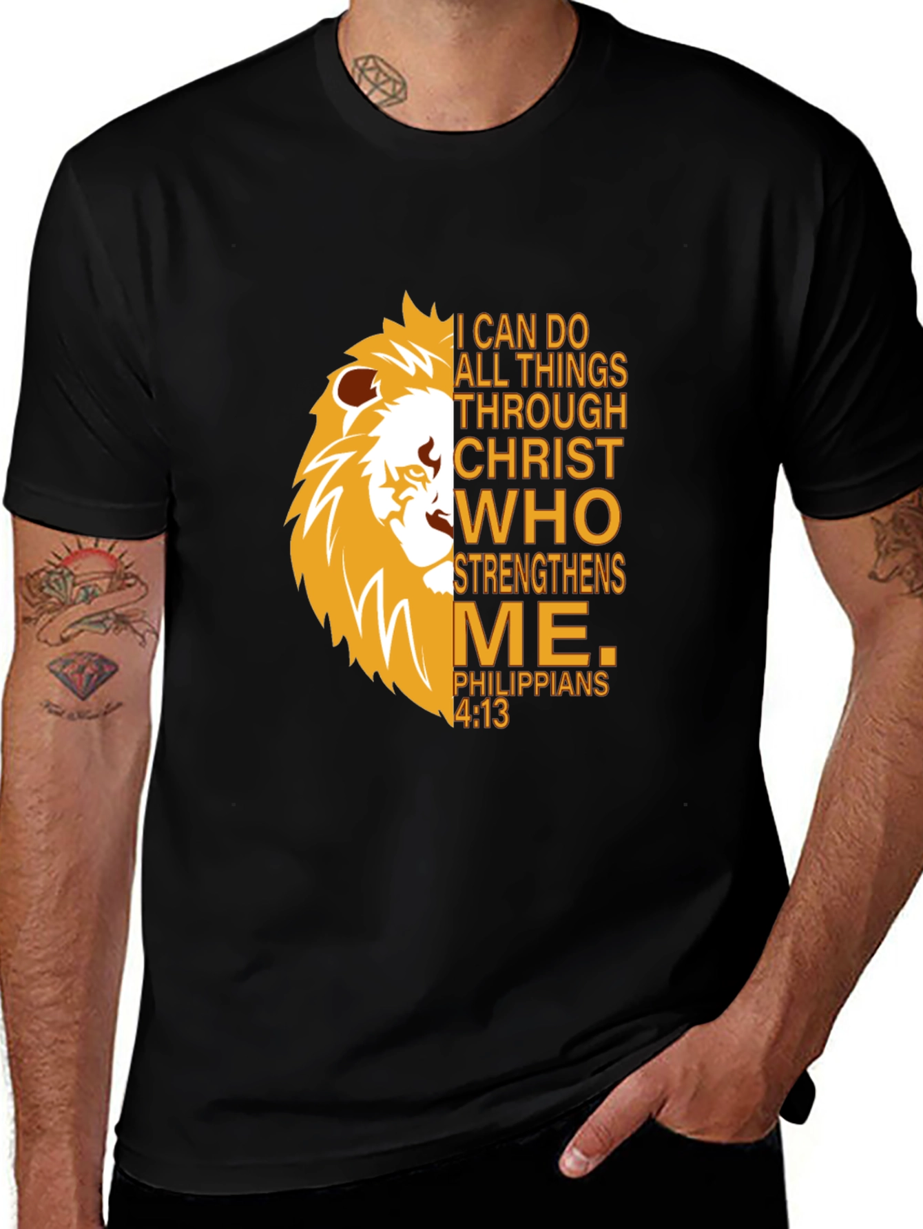 Lion Strength T-Shirt - Christian Philippians 4:13