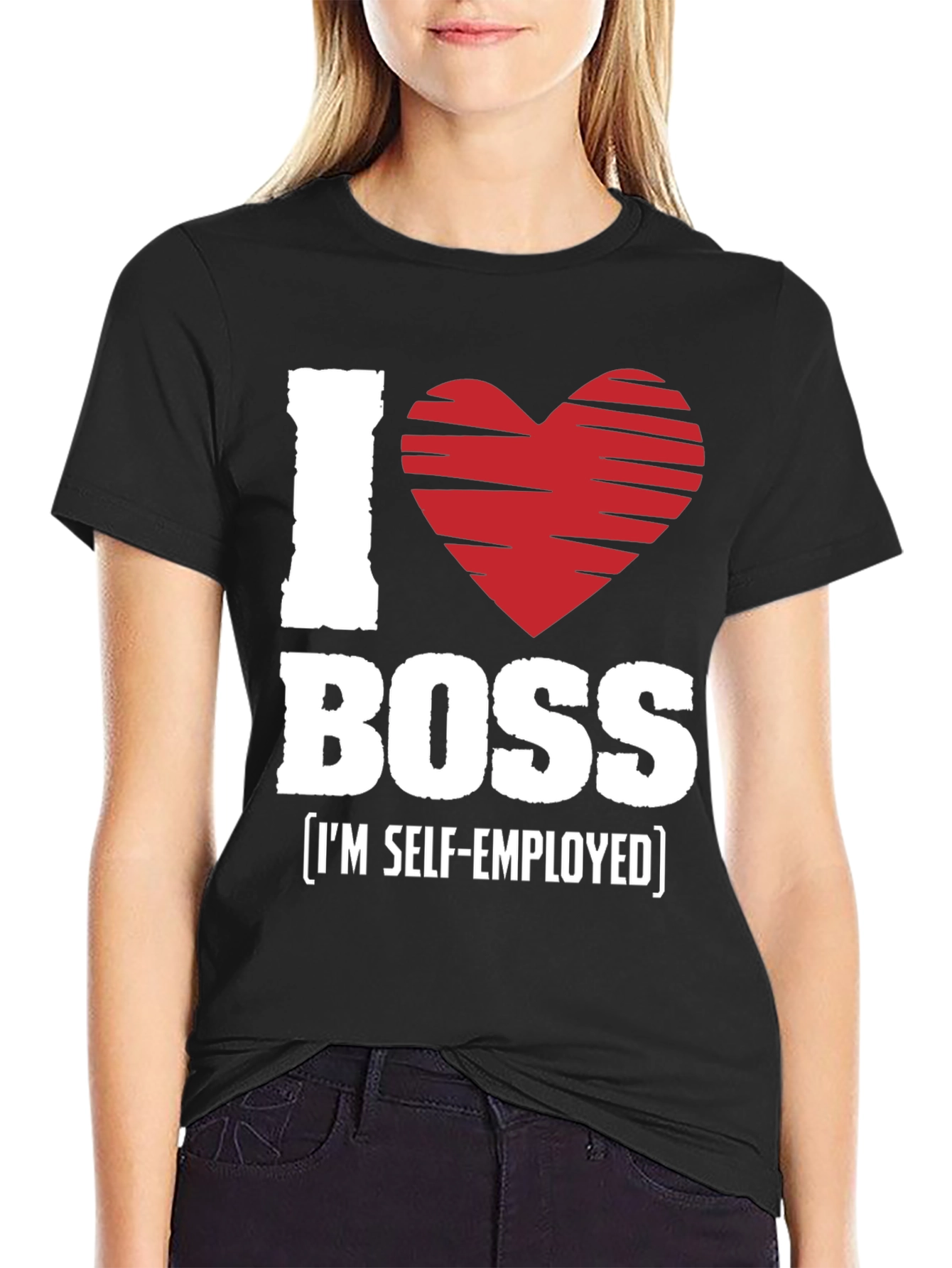 I Love My Boss Self-Employed Graphic T-Shirt