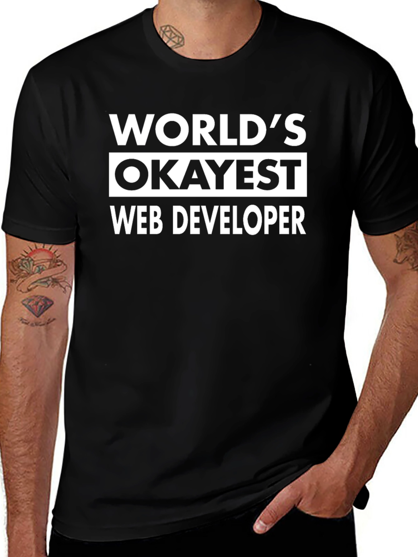 Worlds Okayest Web Developer Black T-Shirt