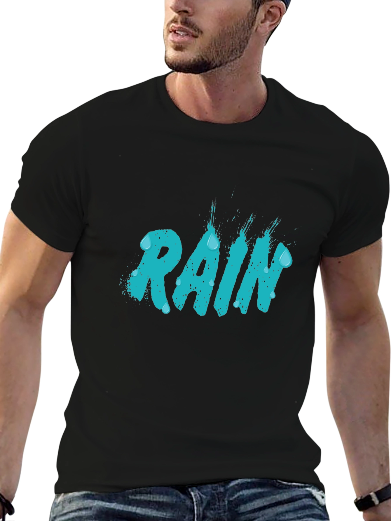 Rain Graphic T-Shirt - Stylish Mens Black Tee