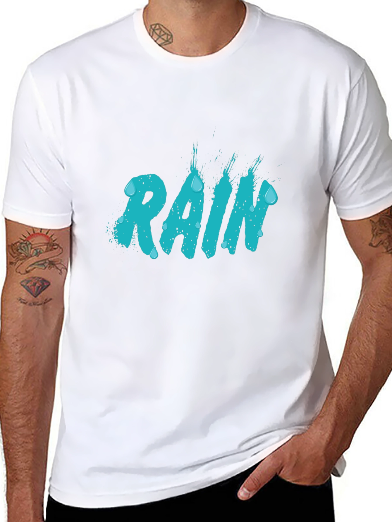 Rain Graphic T-Shirt - Stylish Mens Black Tee