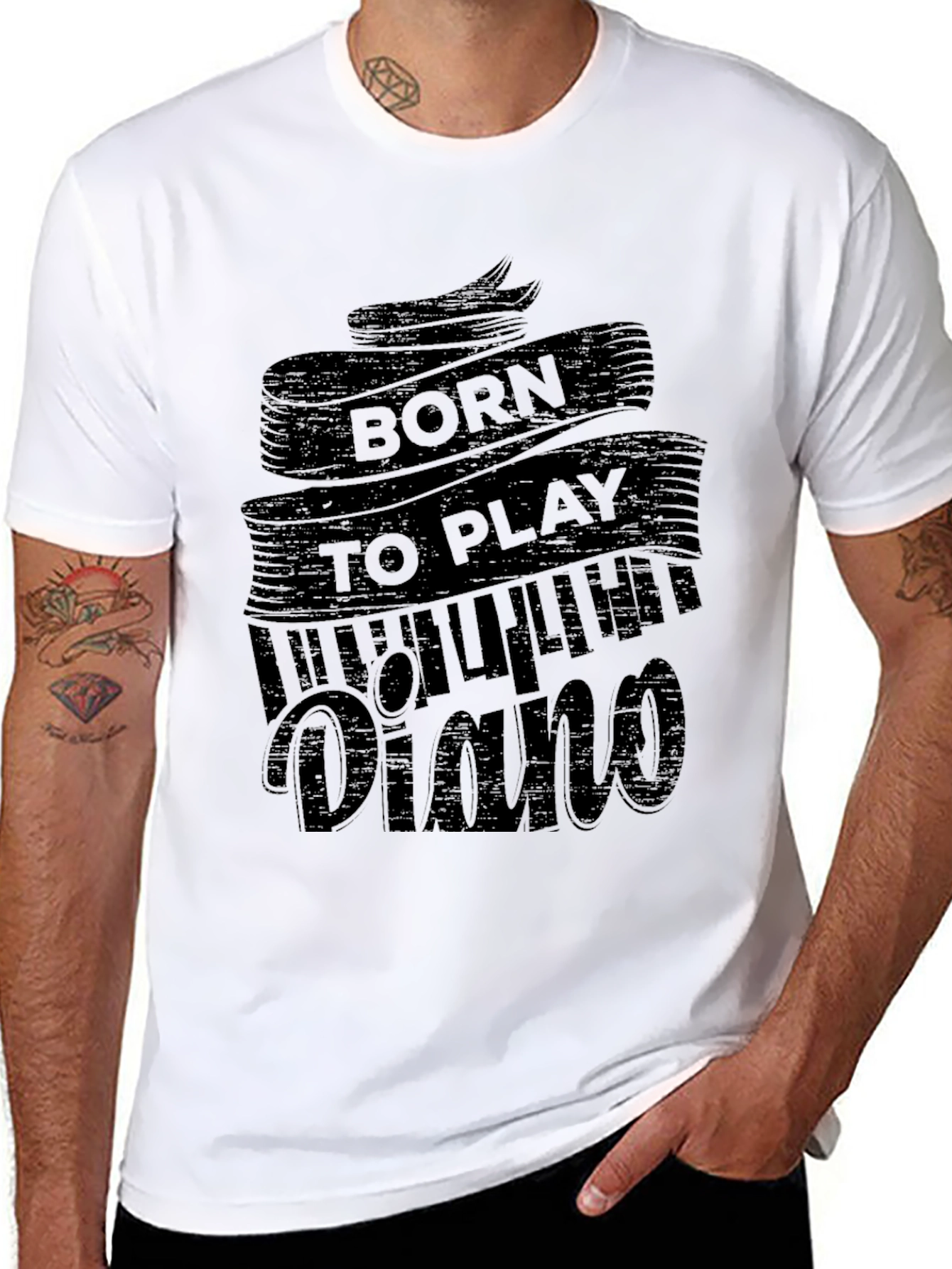 Born to Play Piano Black Graphic Tee