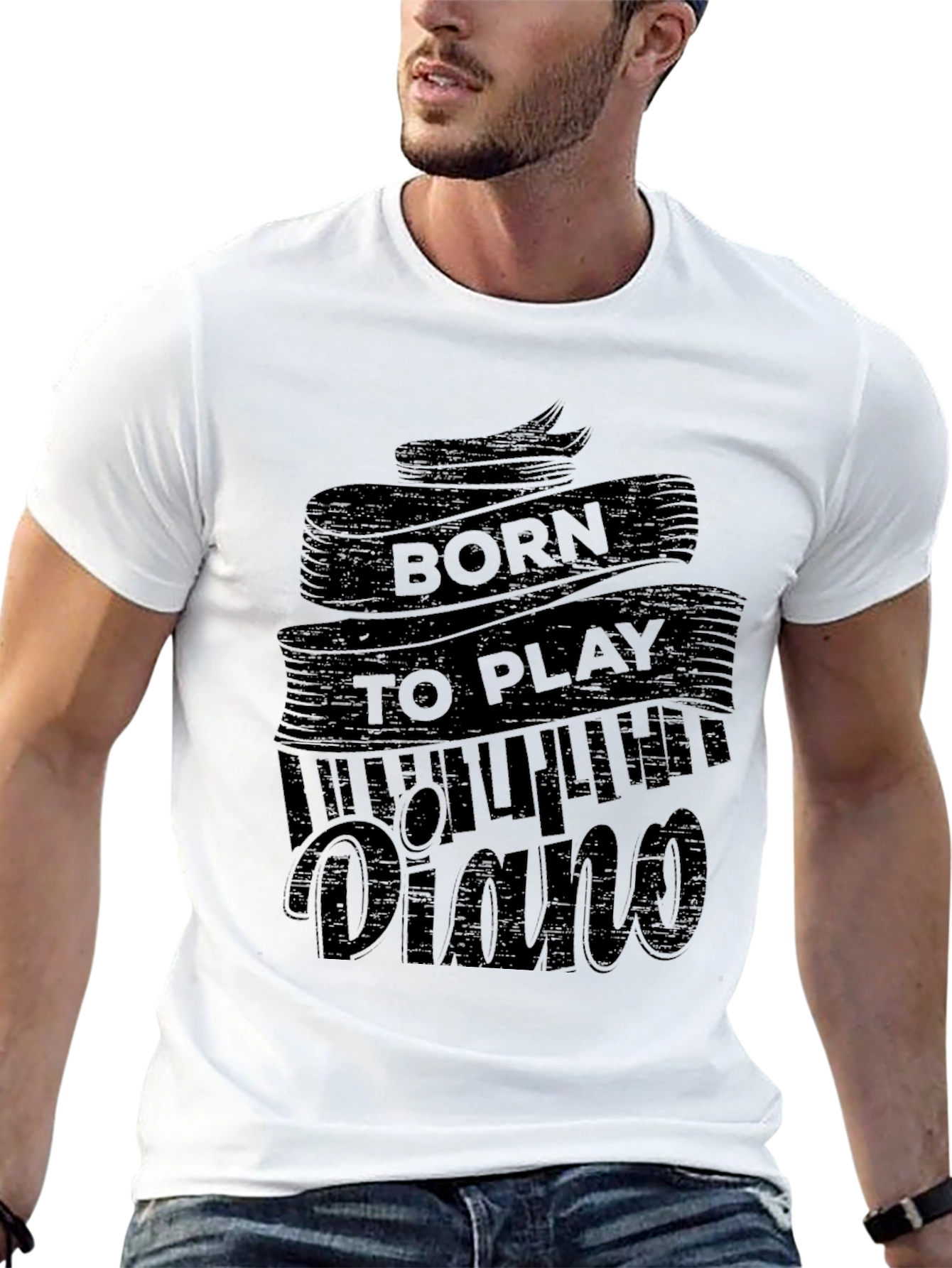 Born to Play Piano Black Graphic Tee