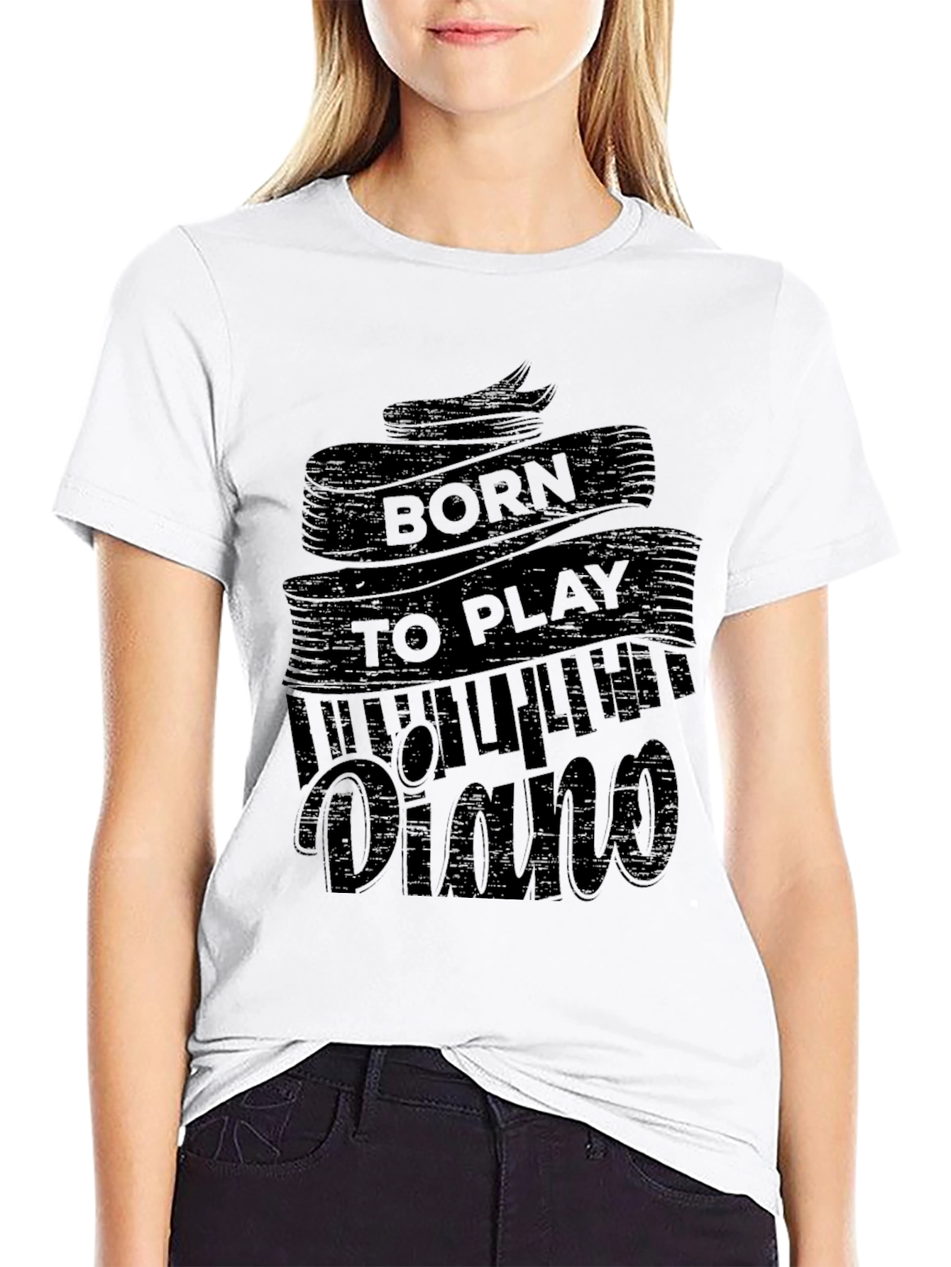 Born to Play Piano Black Graphic Tee
