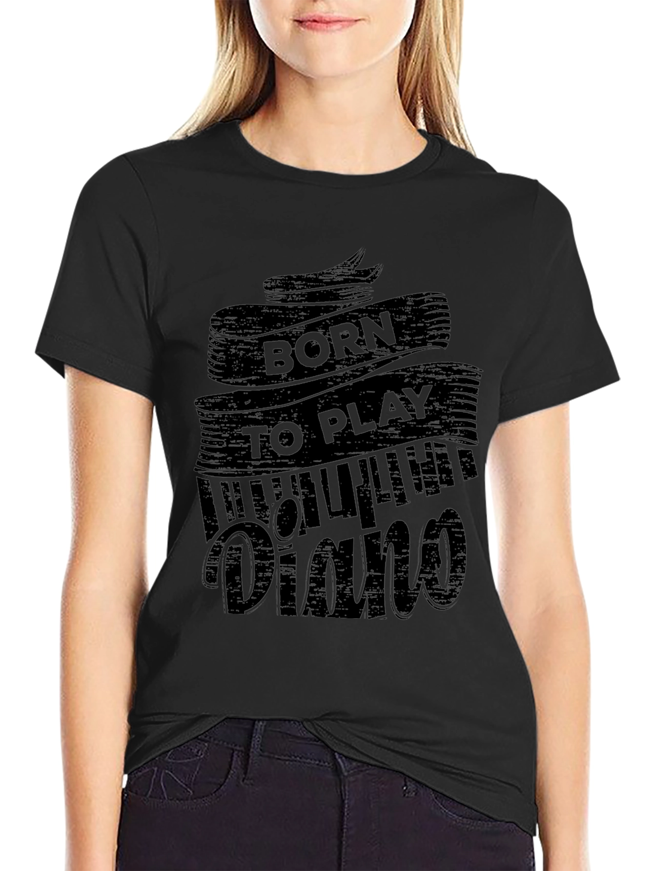Born to Play Piano Black Graphic Tee