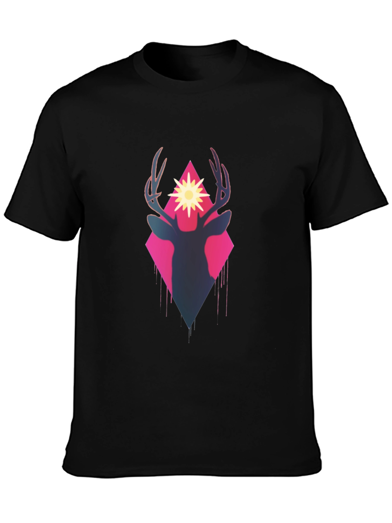 Deer Silhouette Graphic Tee - Black