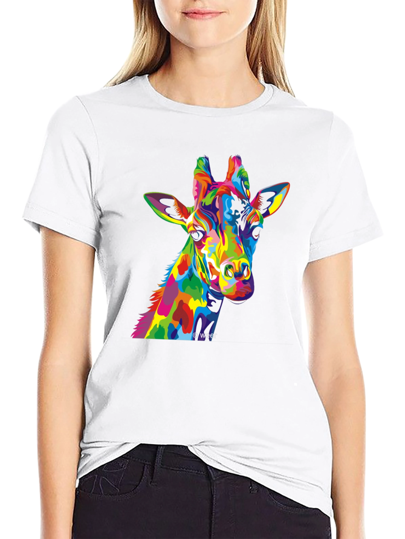 Colorful Giraffe Graphic T-Shirt