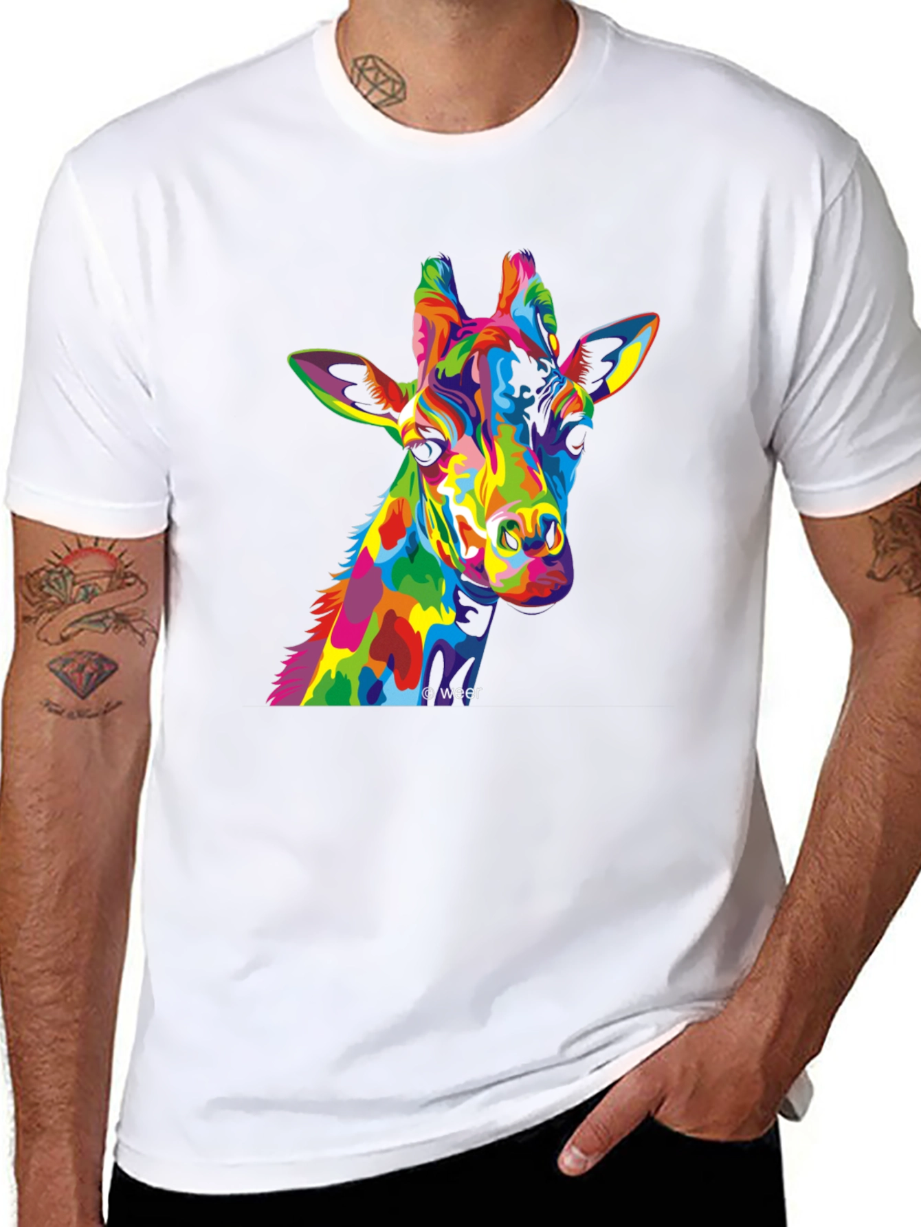 Colorful Giraffe Graphic T-Shirt