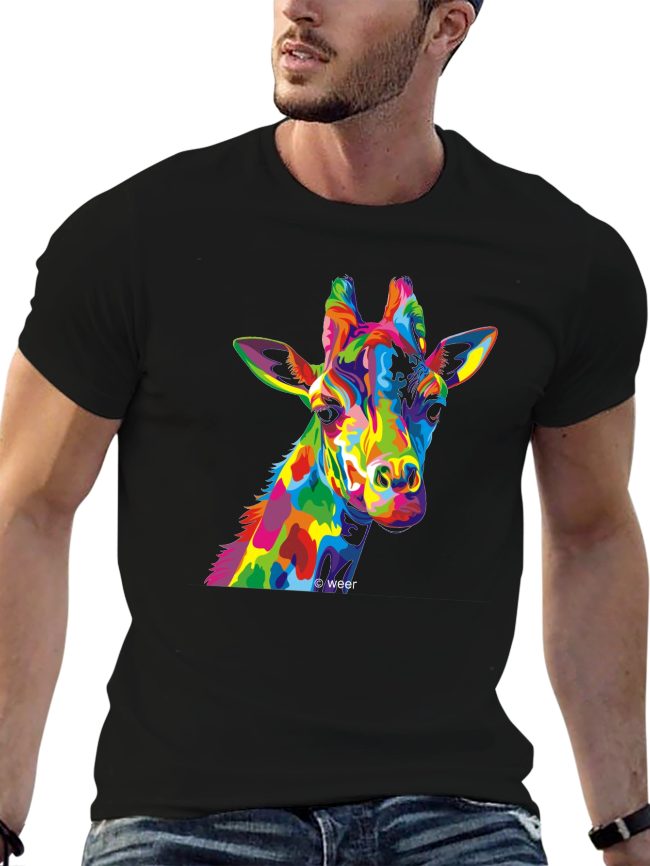 Colorful Giraffe Graphic T-Shirt