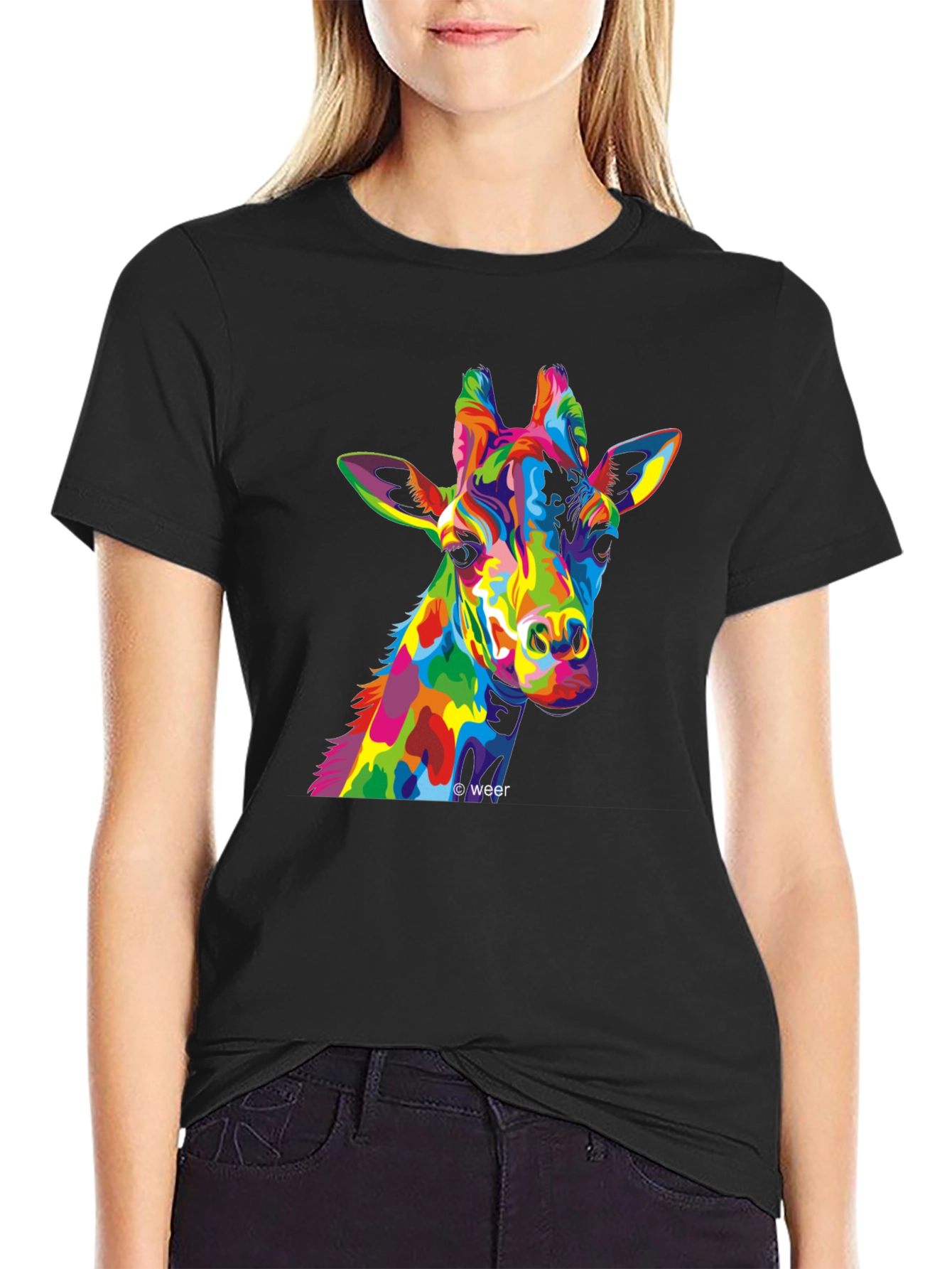 Colorful Giraffe Graphic T-Shirt