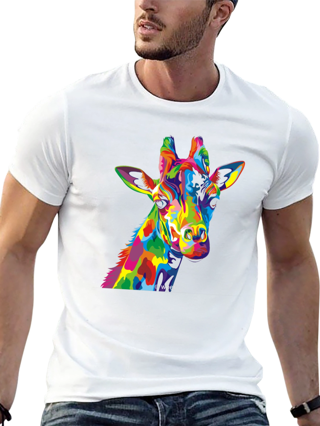 Colorful Giraffe Graphic T-Shirt