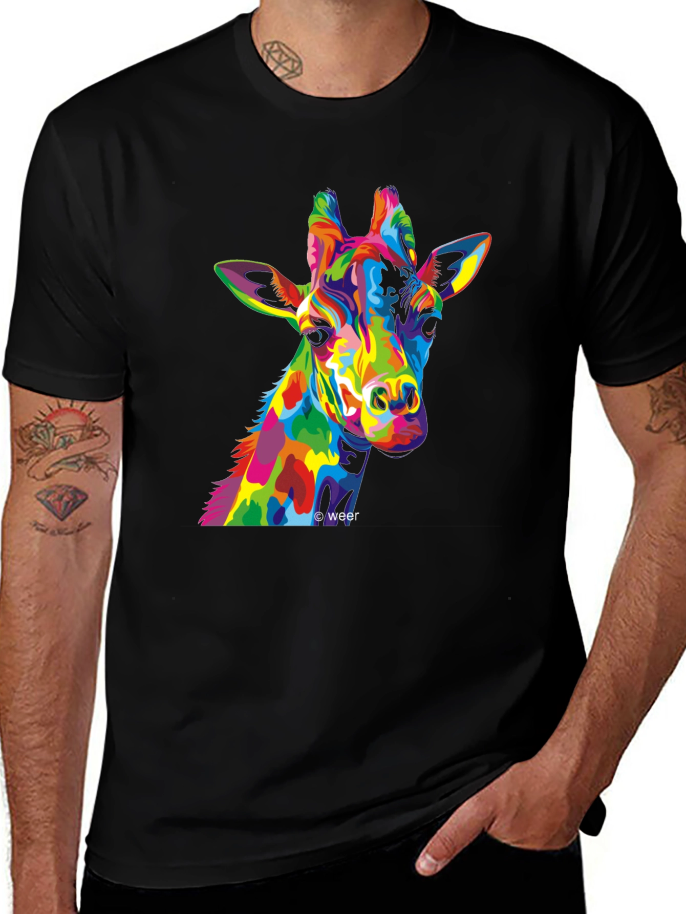 Colorful Giraffe Graphic T-Shirt