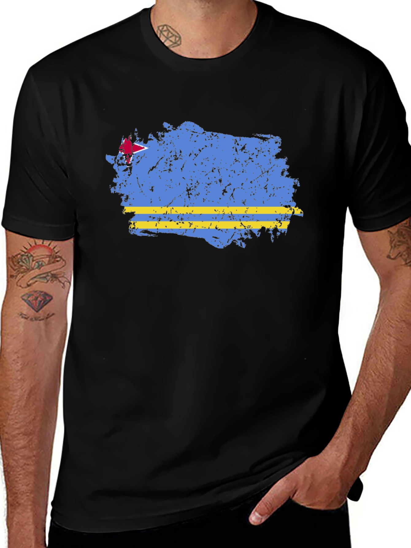 Aruba Flag Distressed Graphic T-Shirt