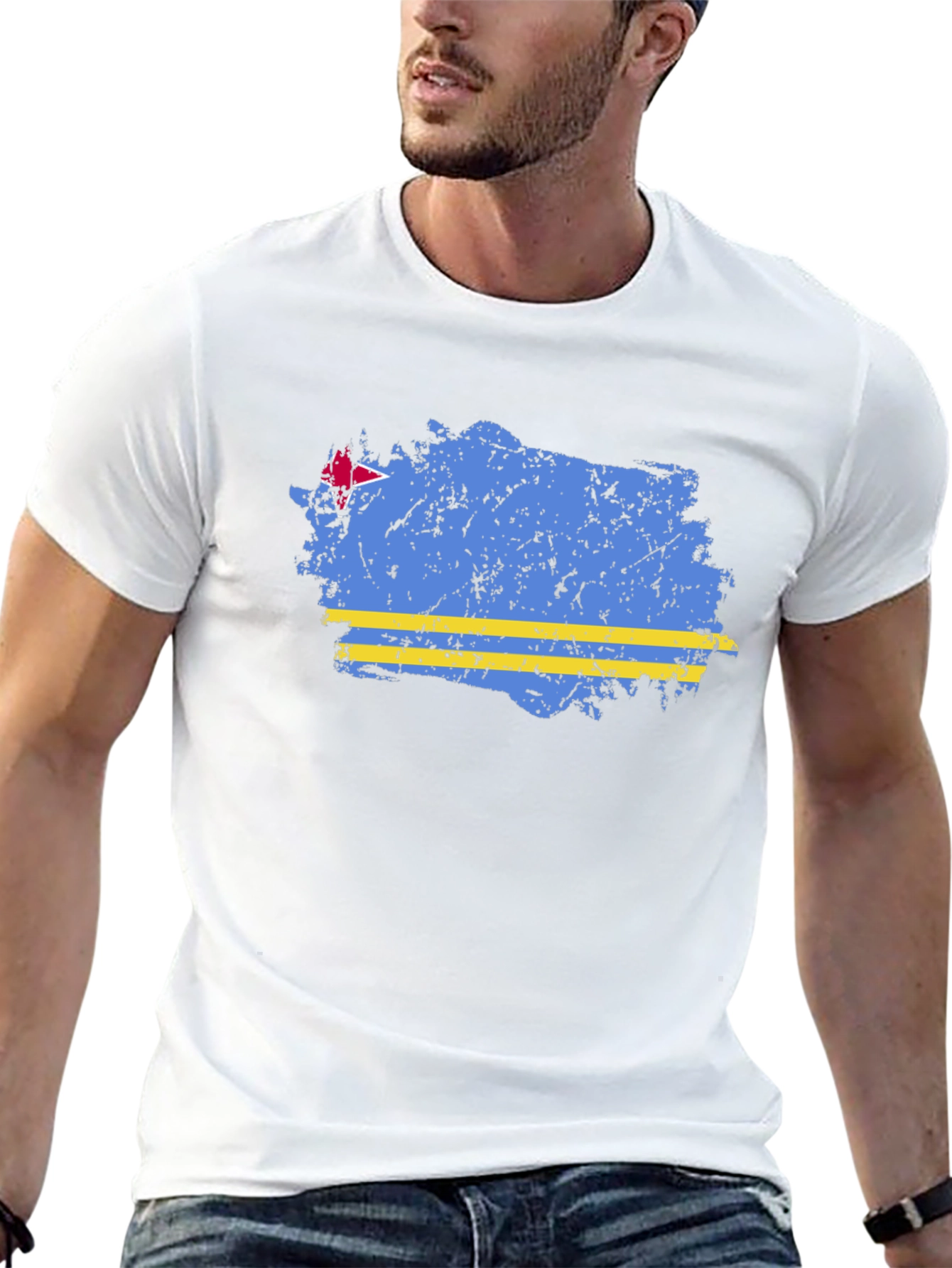 Aruba Flag Distressed Graphic T-Shirt